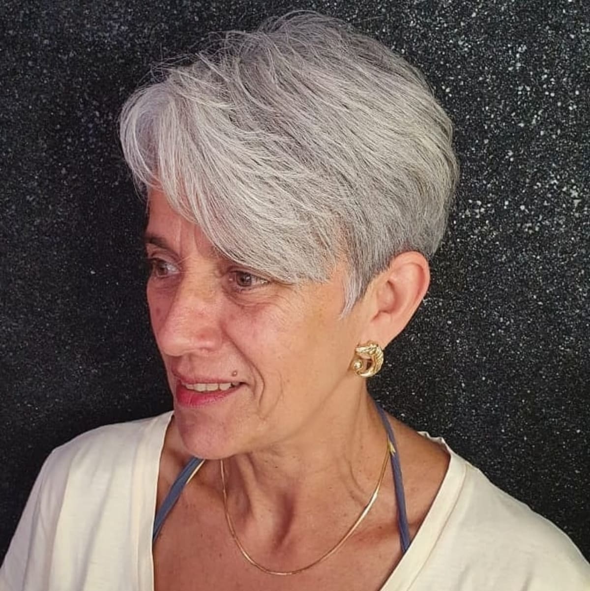 Mature Textured Cut for Women Over 70 with Thick Hair