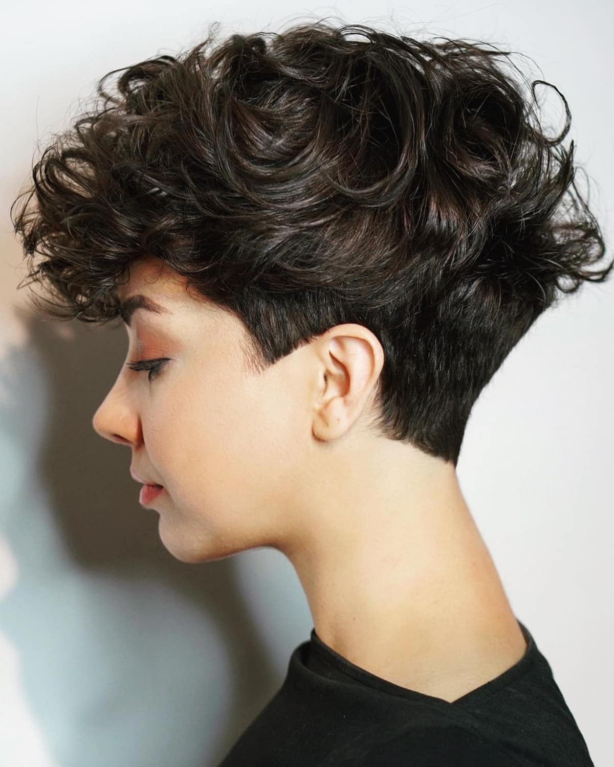 Textured feathered pixie for thick hair