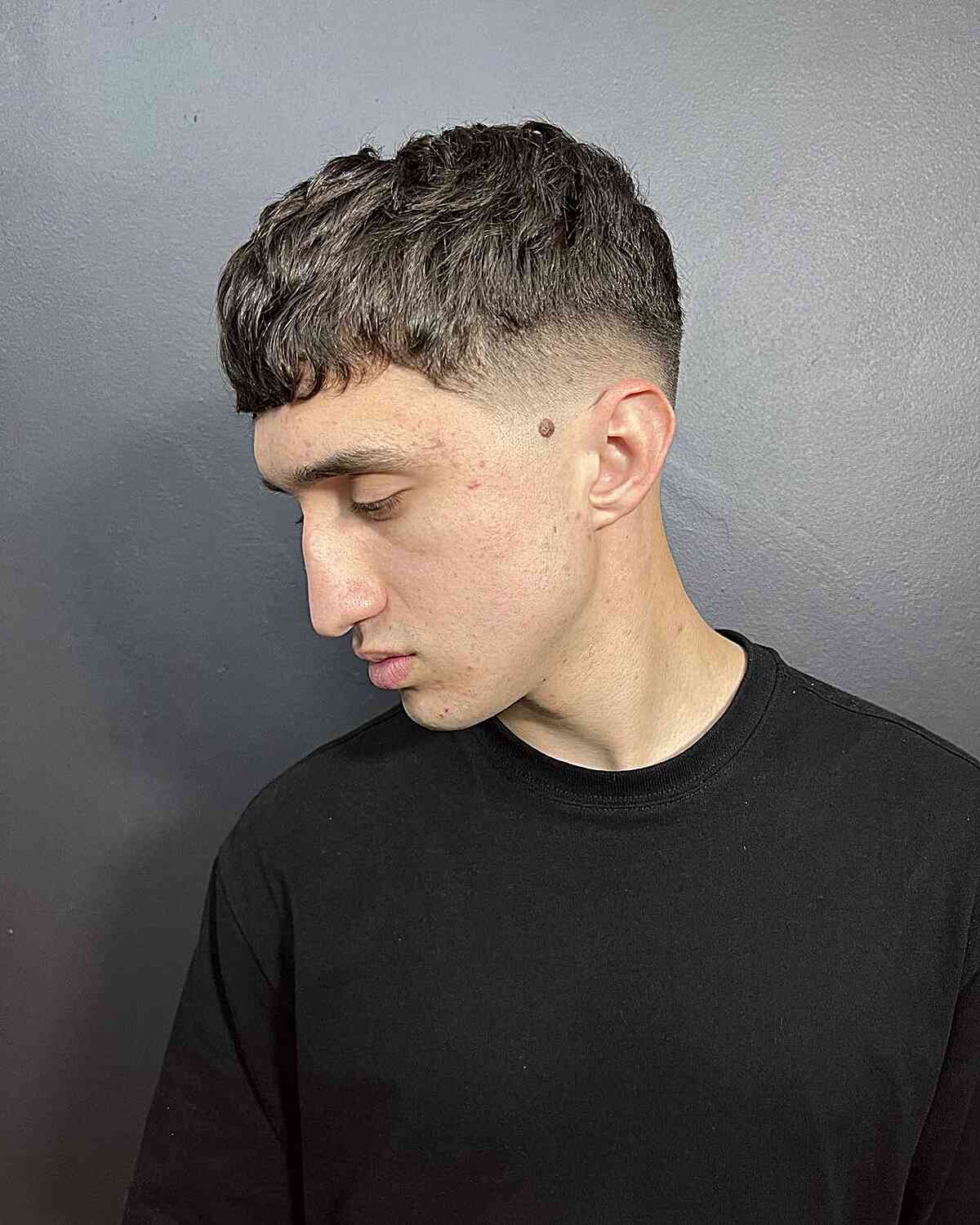 Textured Fringe with Mid Fade on Young Men