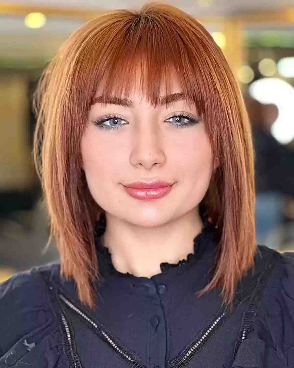 Textured Lob with Choppy Bangs Hairstyles