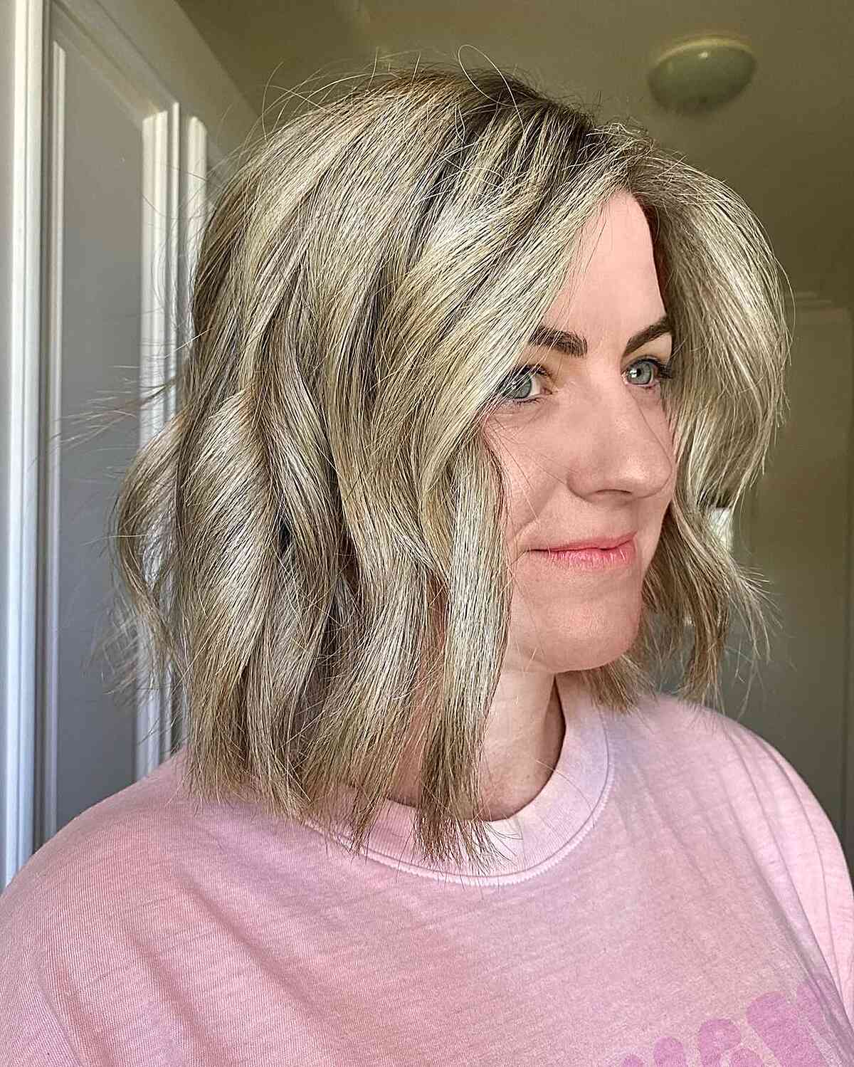 Textured Long Bob with Waves for Thicker Locks
