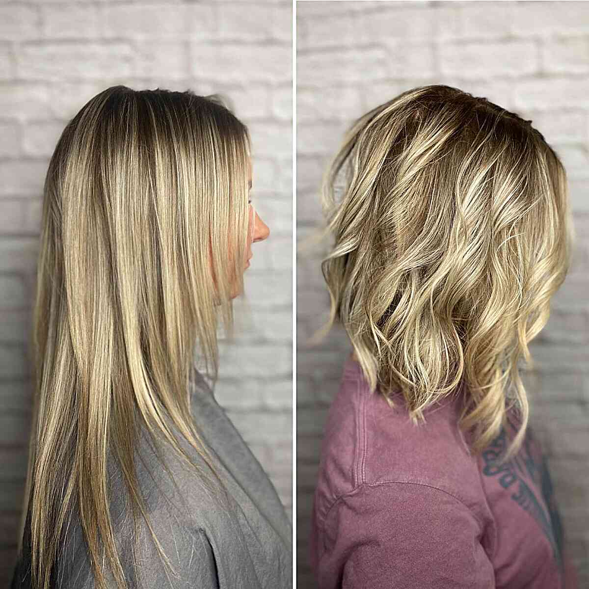 Textured Long Wavy Inverted Bob with Layers