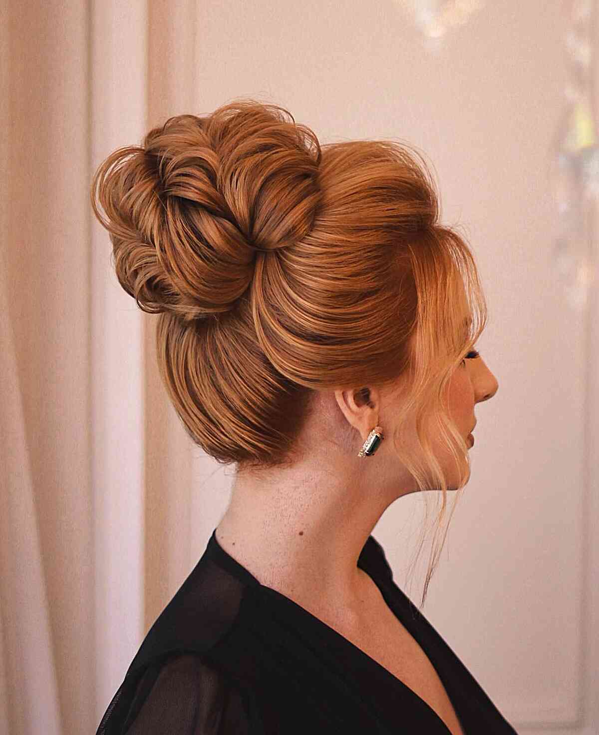 Textured Middle Height Bun Wedding Updo Hairstyle