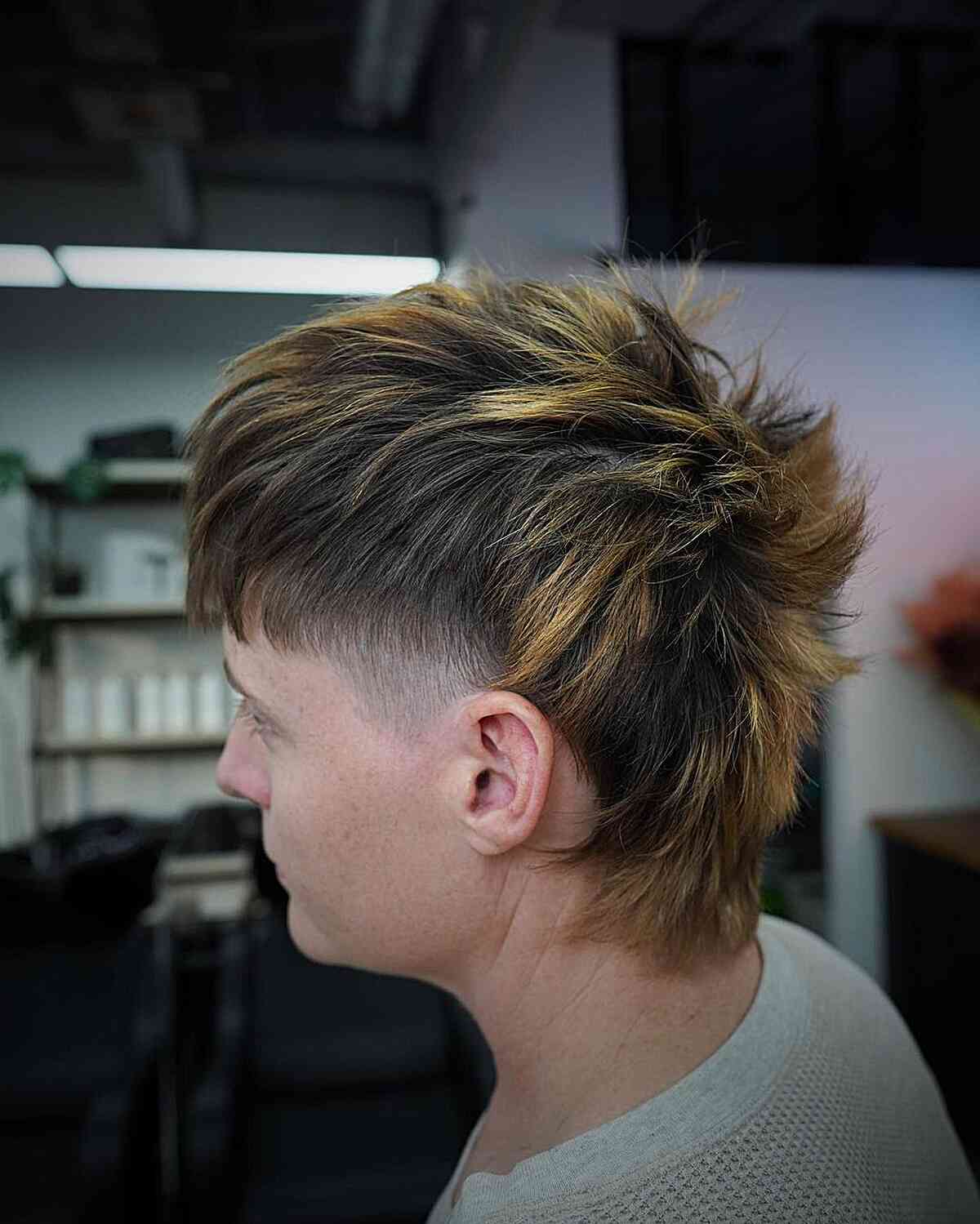 Textured Mullet with Blonde Frosty Tips for Younger Men