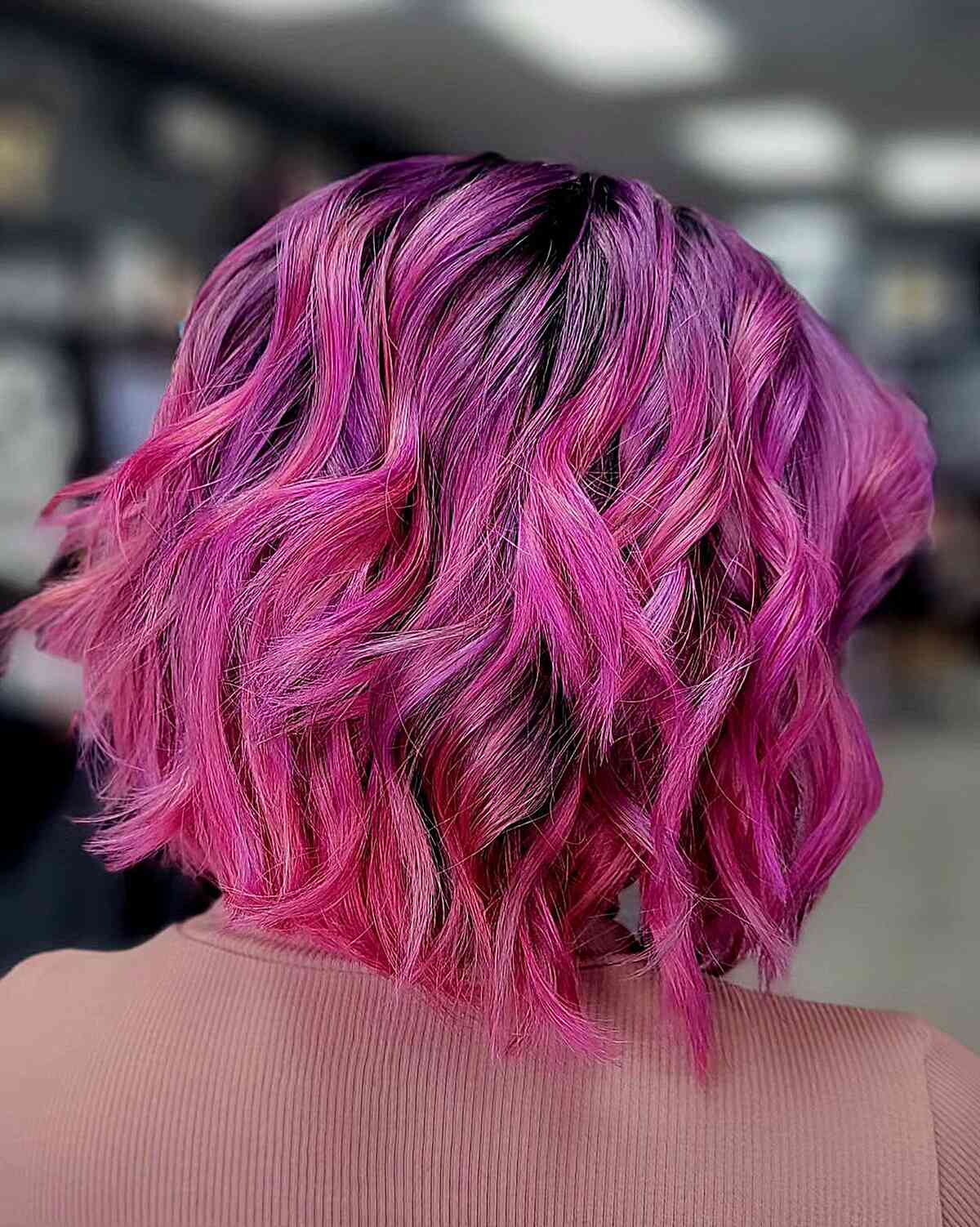 Textured Pink and Purple Bob