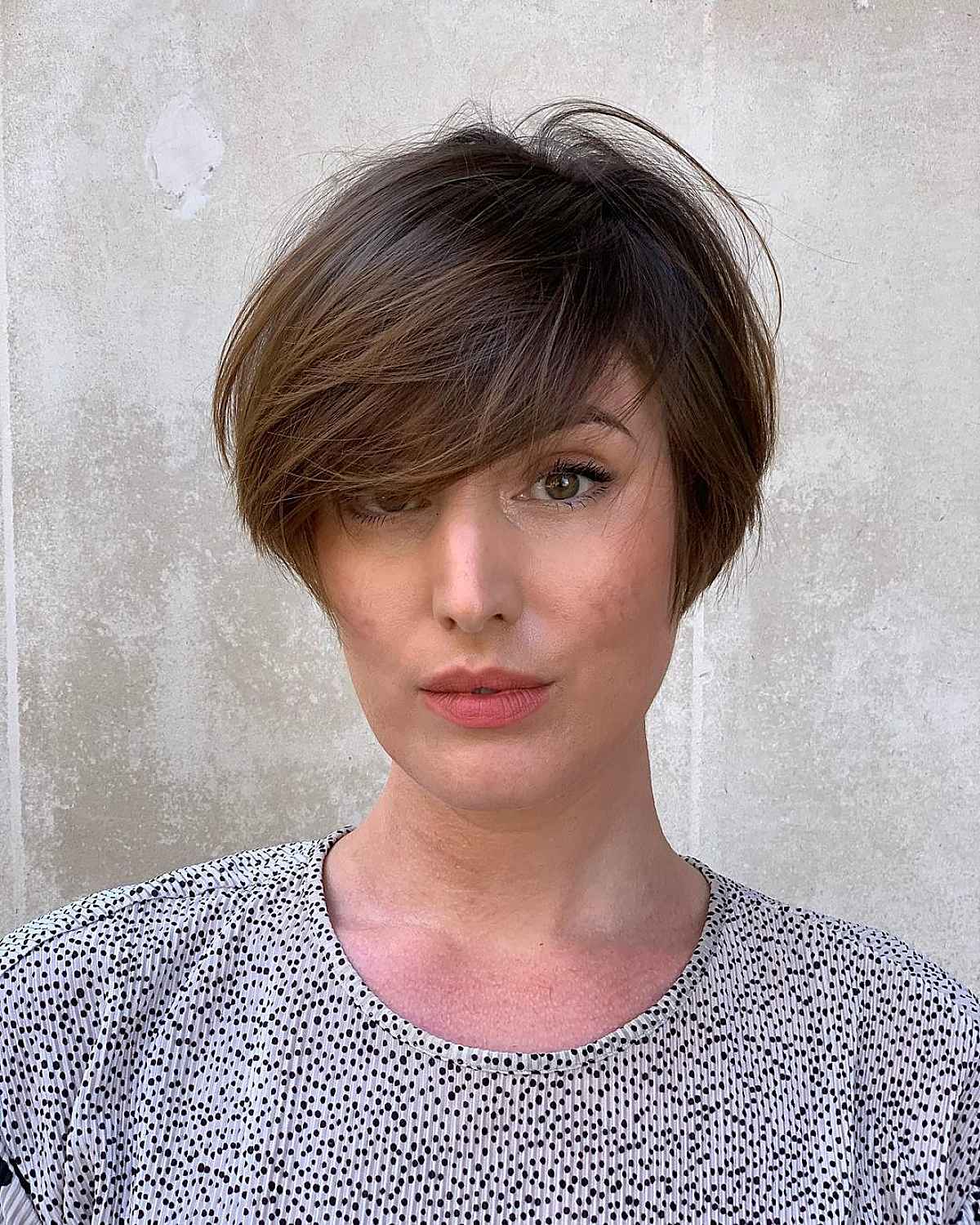 Textured Pixie with a Long Fringe for Fine Hair 