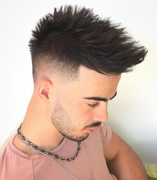 Spiky, Textured Quiff with Skin Faded Sides