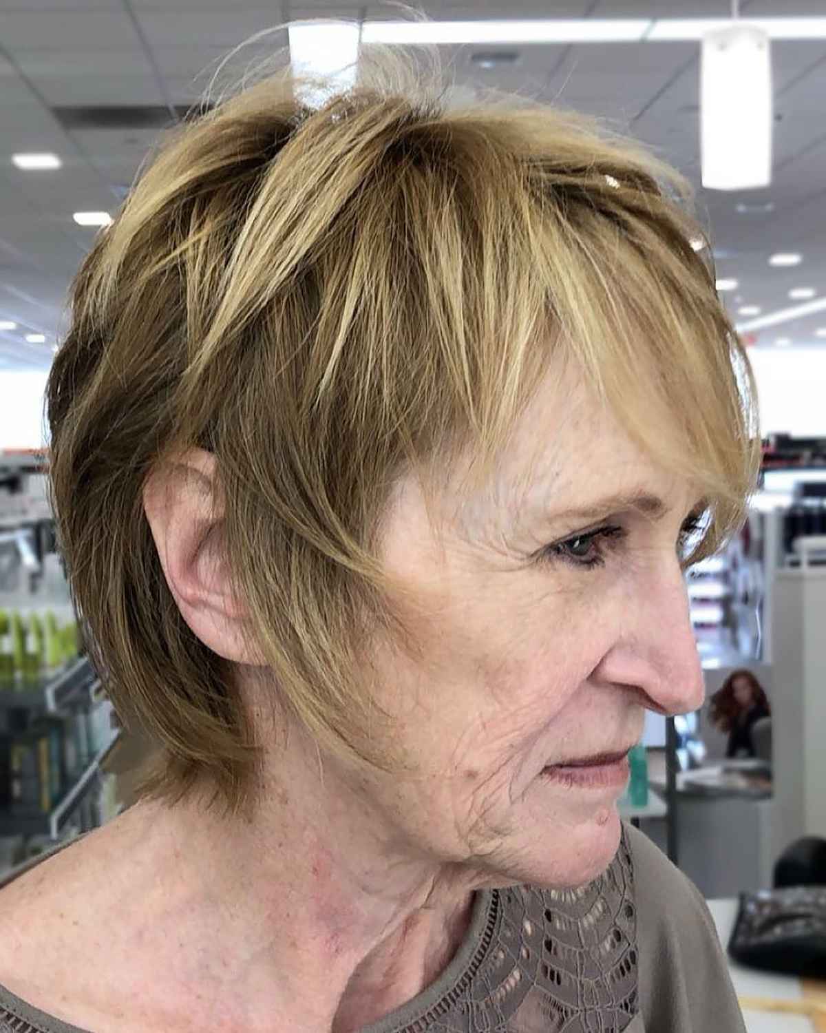 Textured shag cut for 60-year-olds