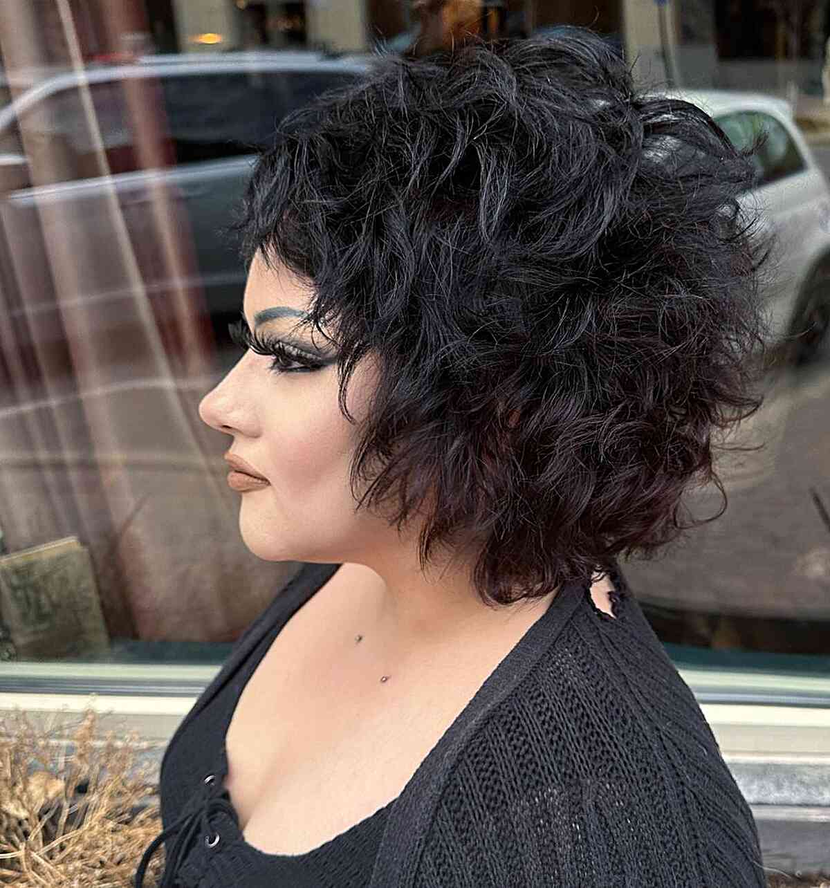 Textured Shag with Natural Curls for ladies with an edgy style