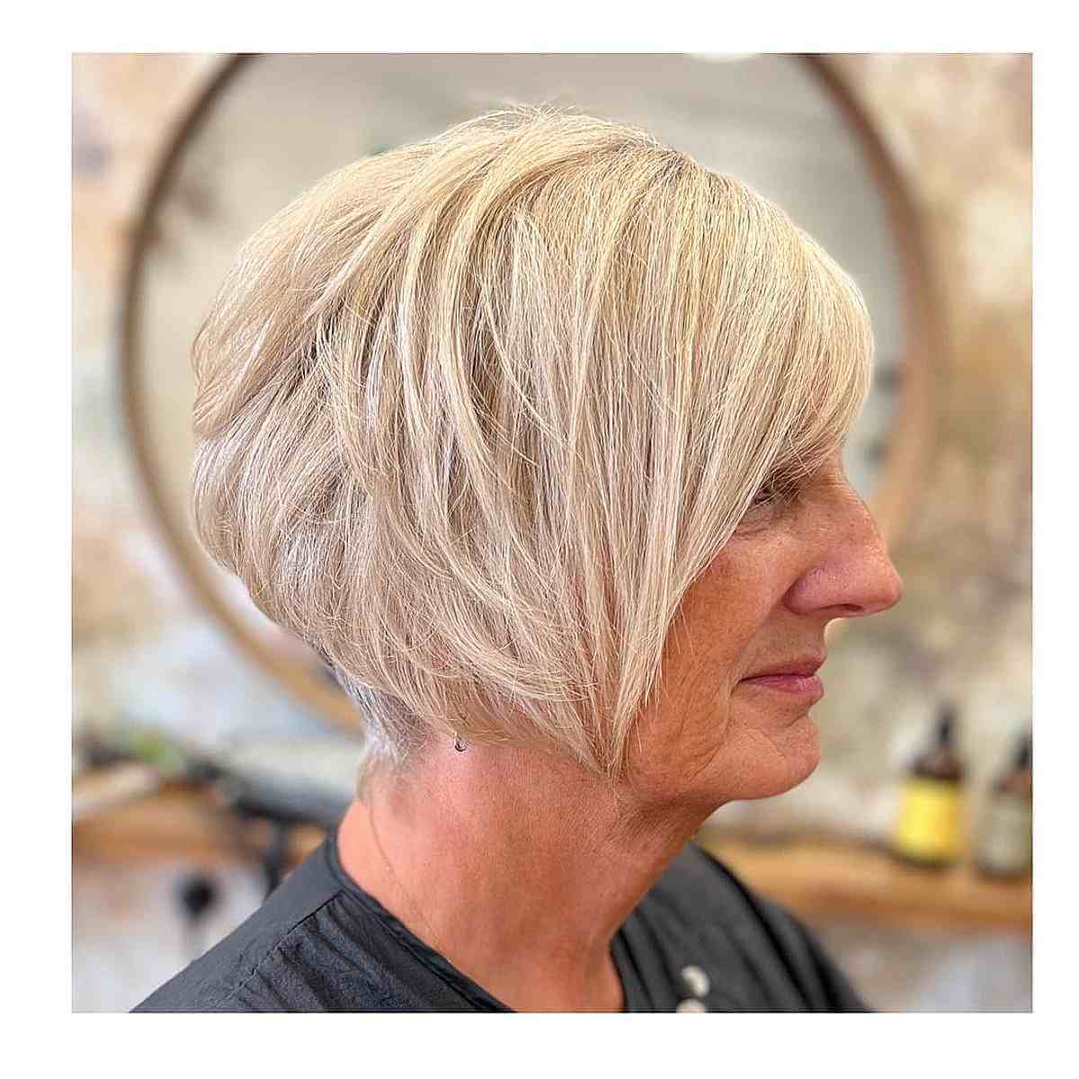 Textured Short Haircut with Long Fringe for fine hair