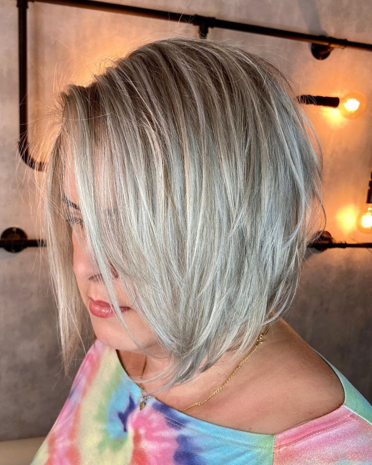 Textured Stacked Bob for Fine Hair