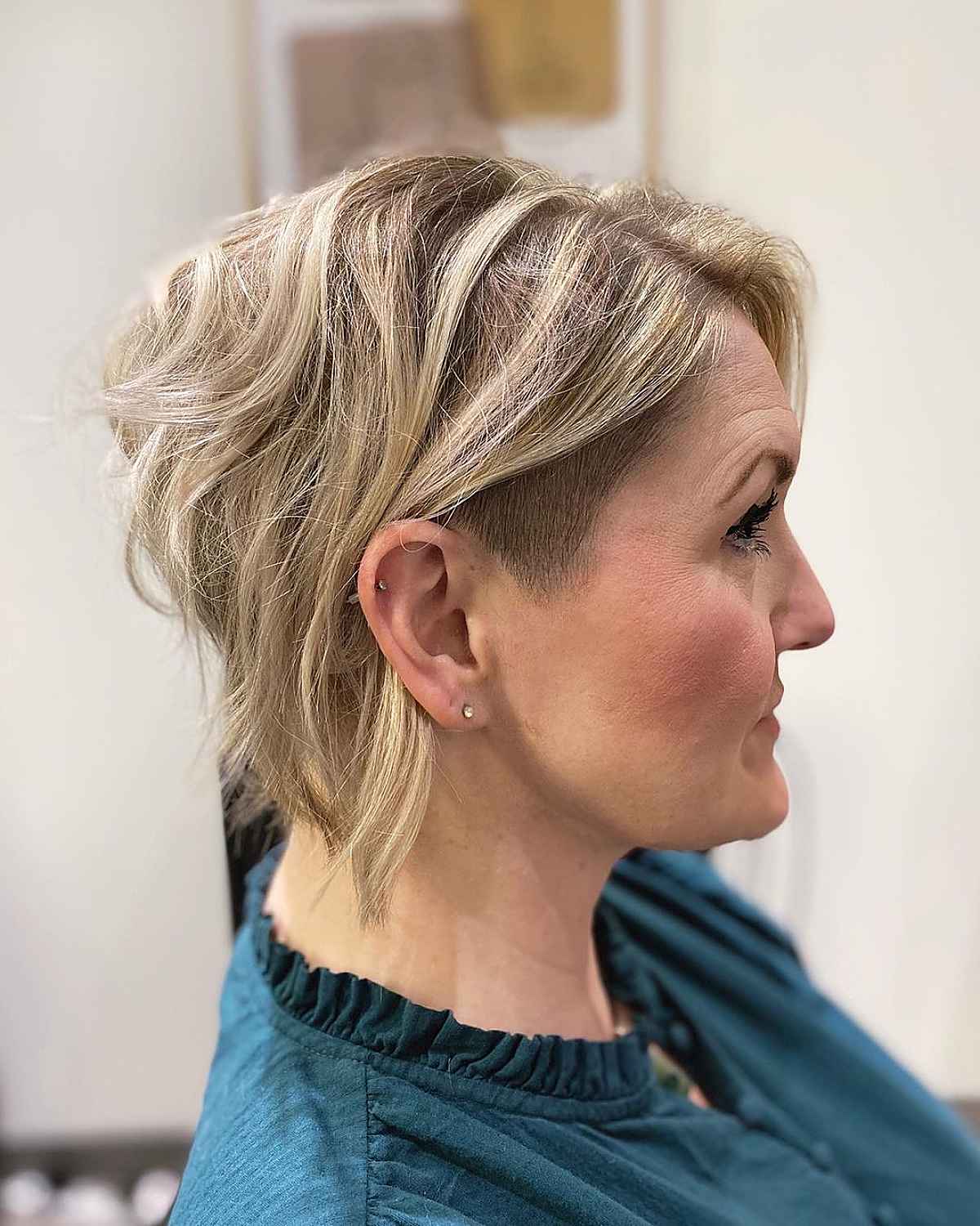 Textured Stacked Bob with an Undercut for Women 40 and Up with Fine Hair