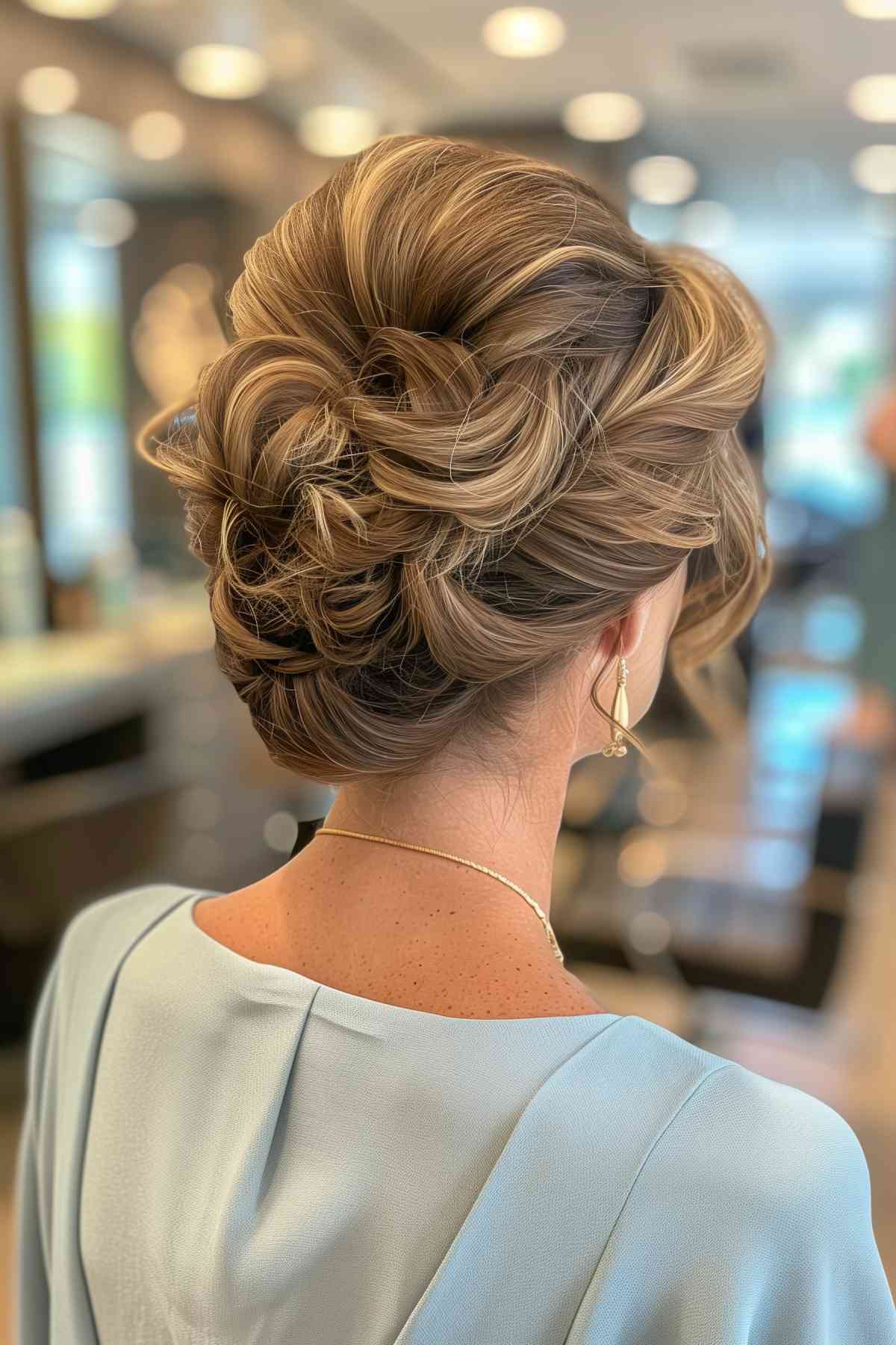 textured updo with extra volume for women