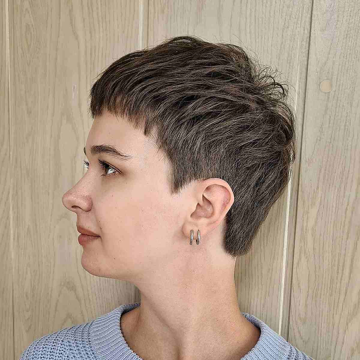 Textured Very Short Pixie Cut with Baby Bangs