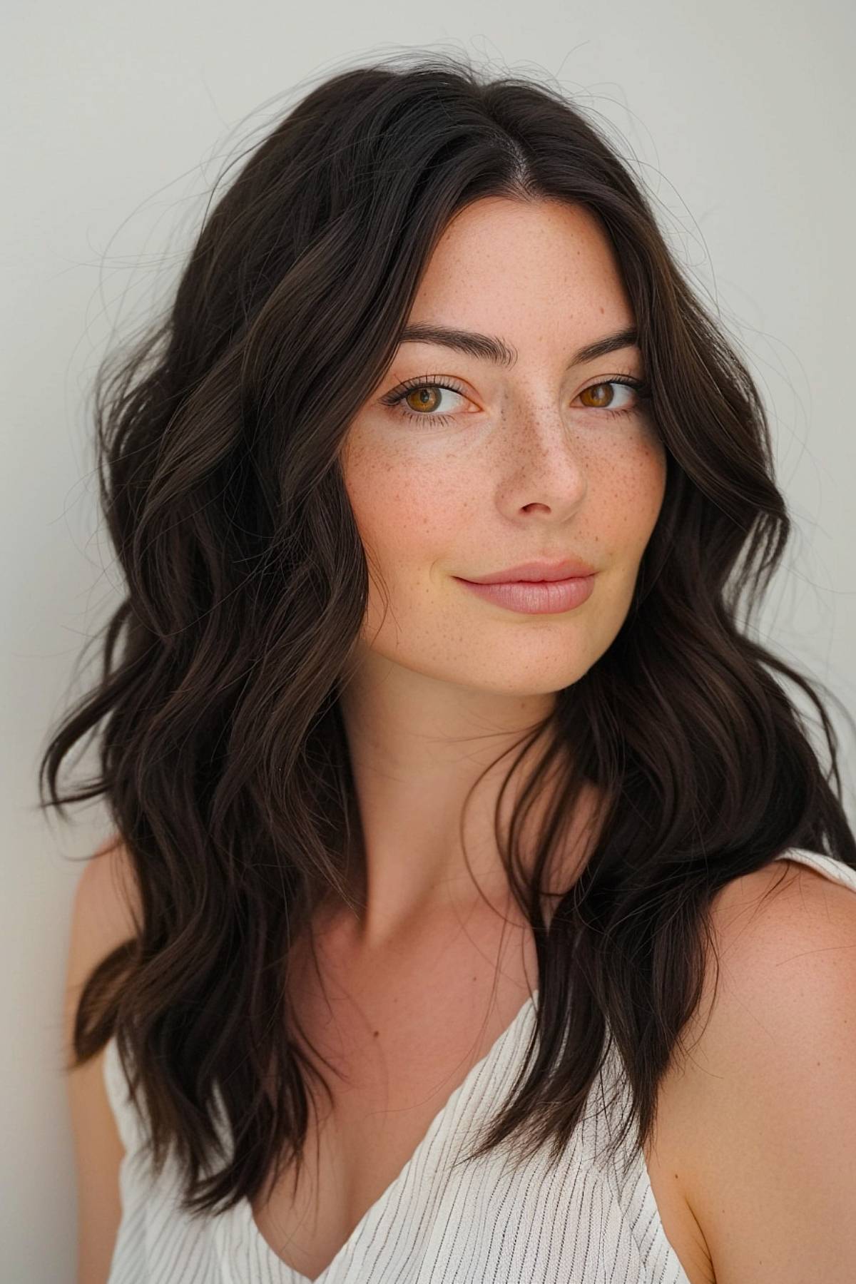 Layered wavy hairstyle with natural texture