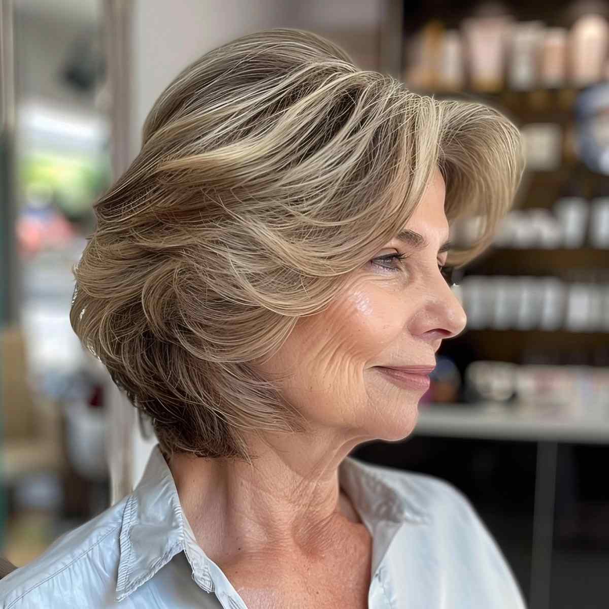 Textured wedge cut for women in their 60s