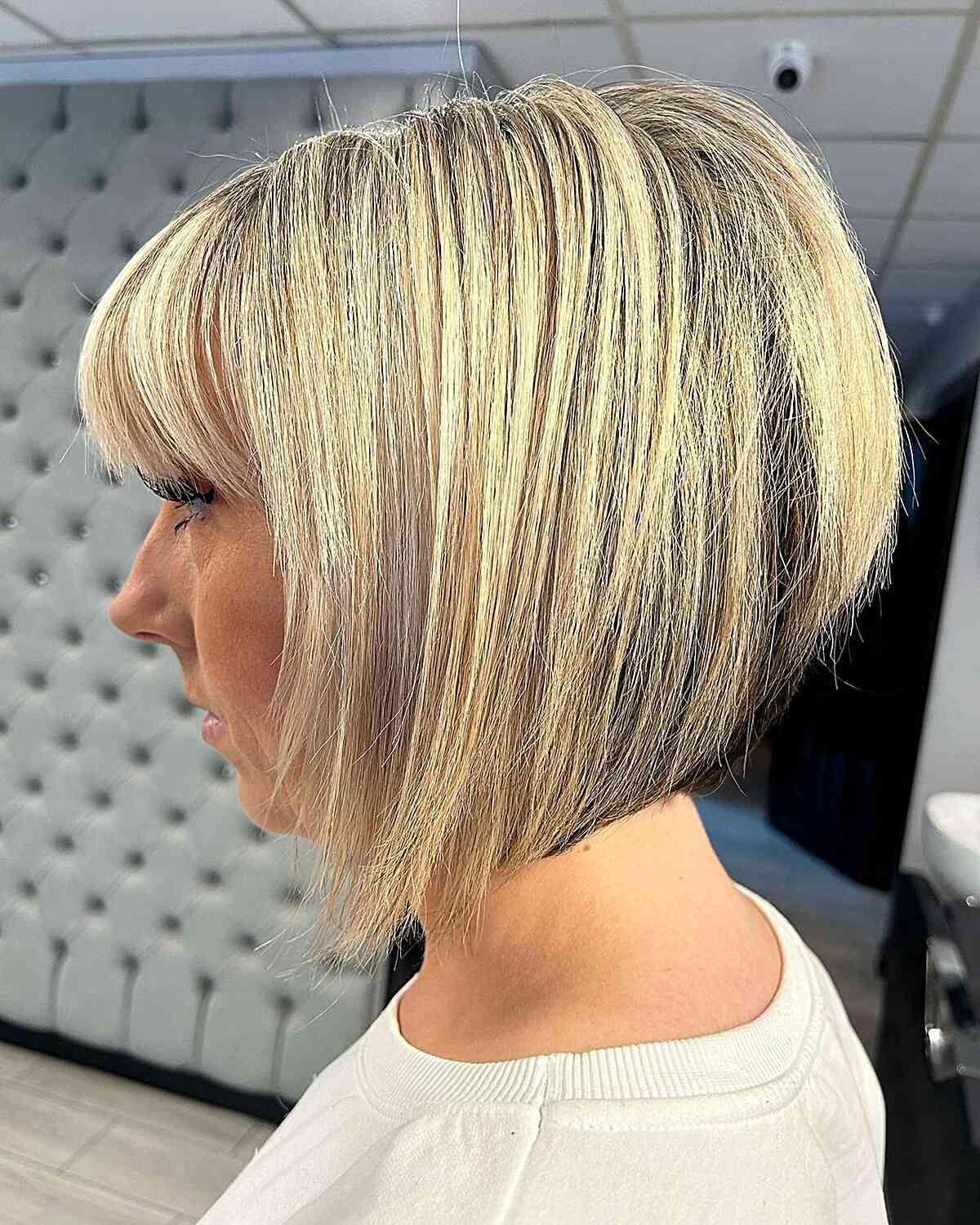 Texturized Graduated Bob with Bangs