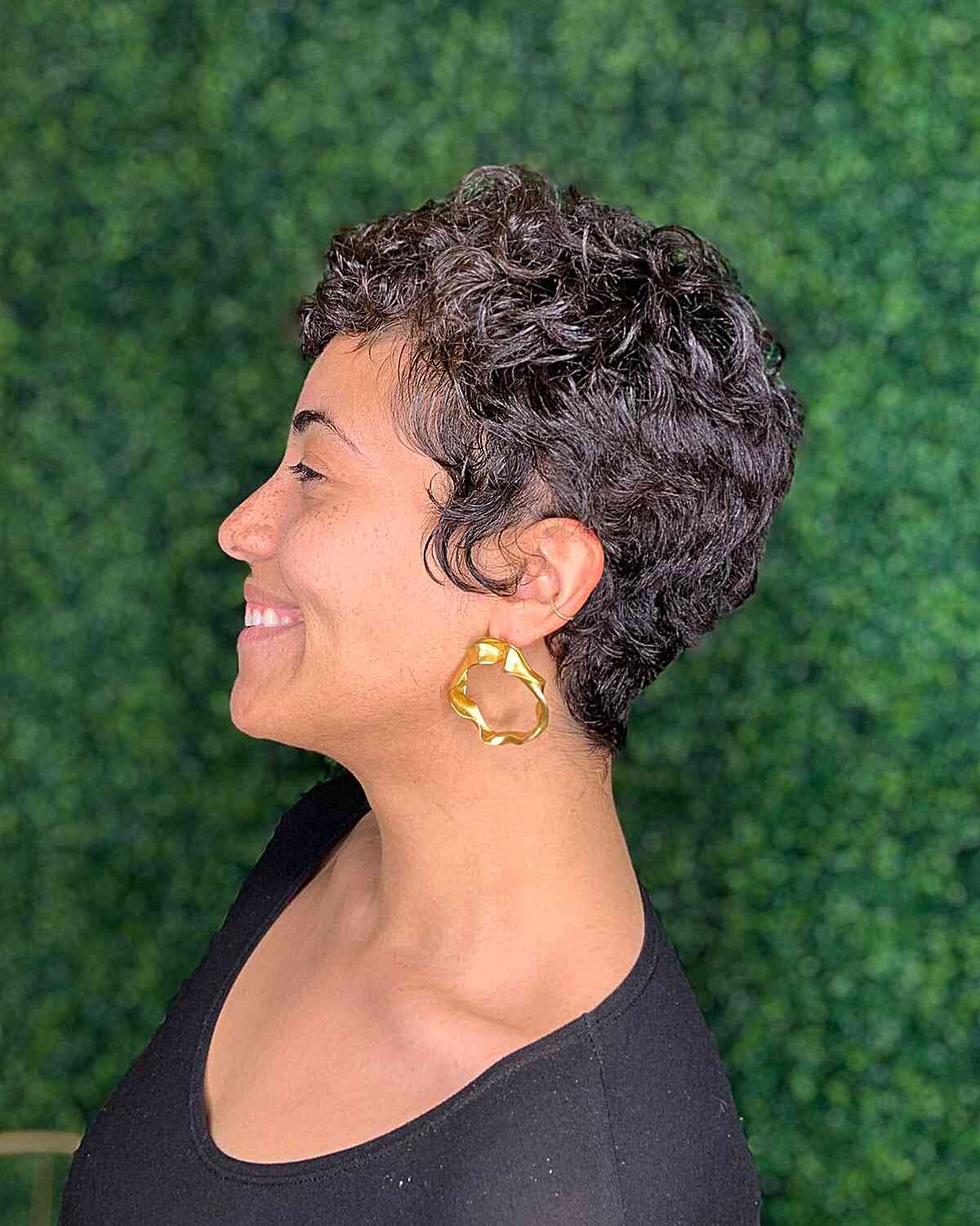 The Curly Long Pixie Cut