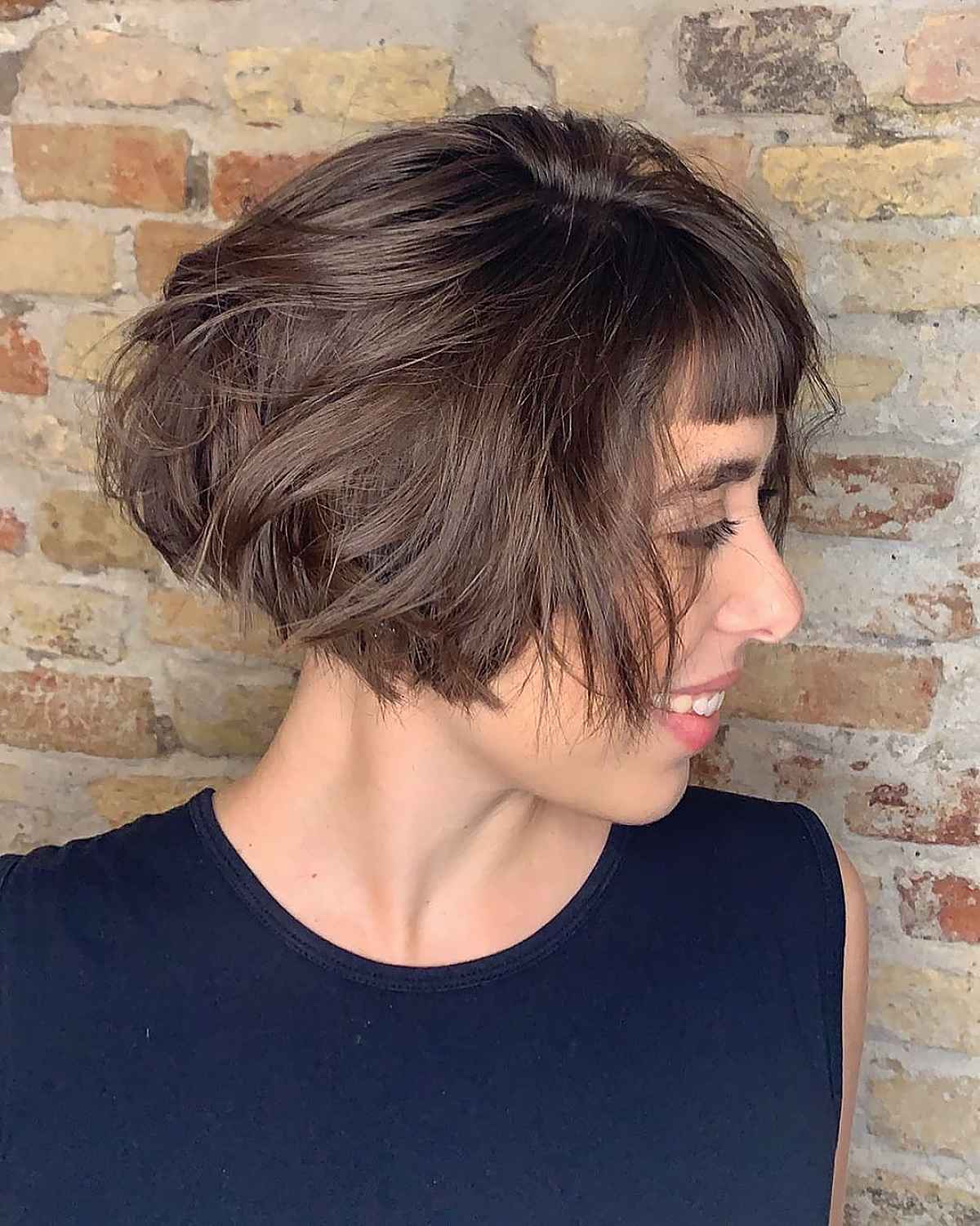 The Messy bob with Micro Bangs for Thin Locks