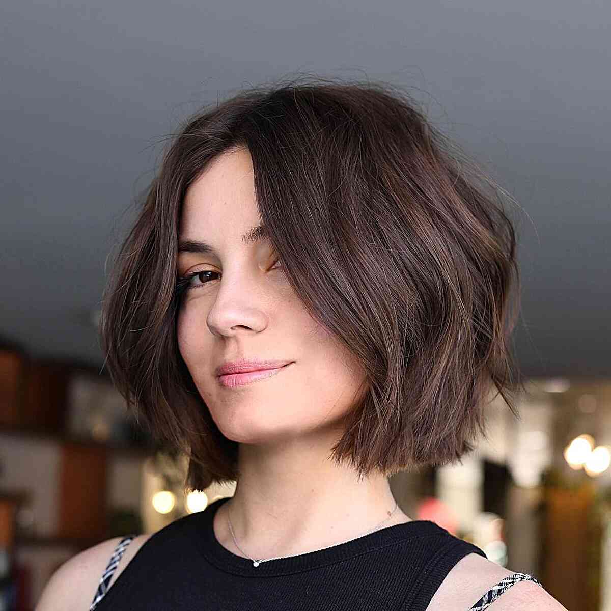 The Neck-Length Modern Bob for Short Hair with a middle part