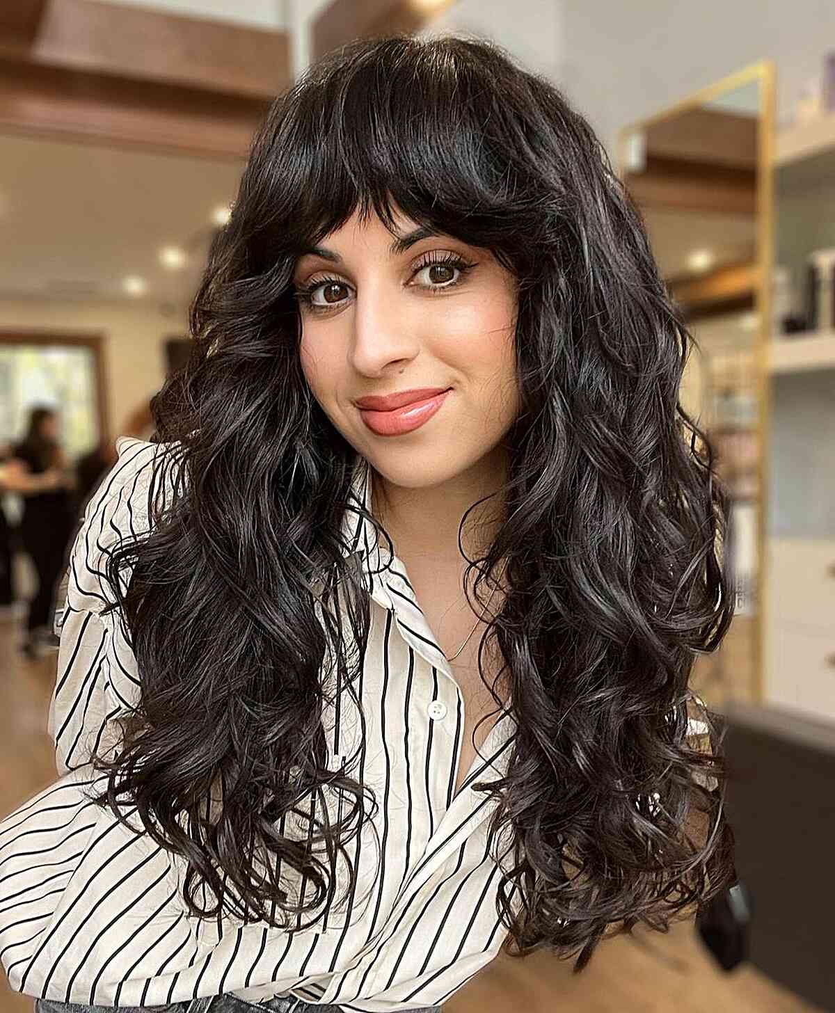 The Perfect Wavy Curly Shag for Long Hair and women with thick hair