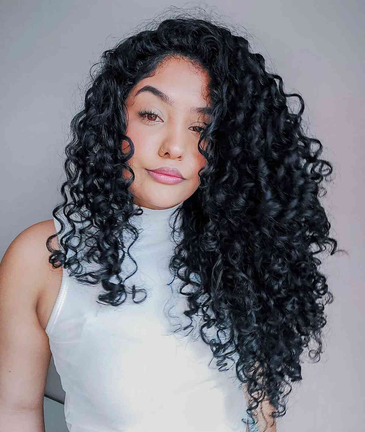 The Sexiest Long Thick Curls with a Deep Side Part