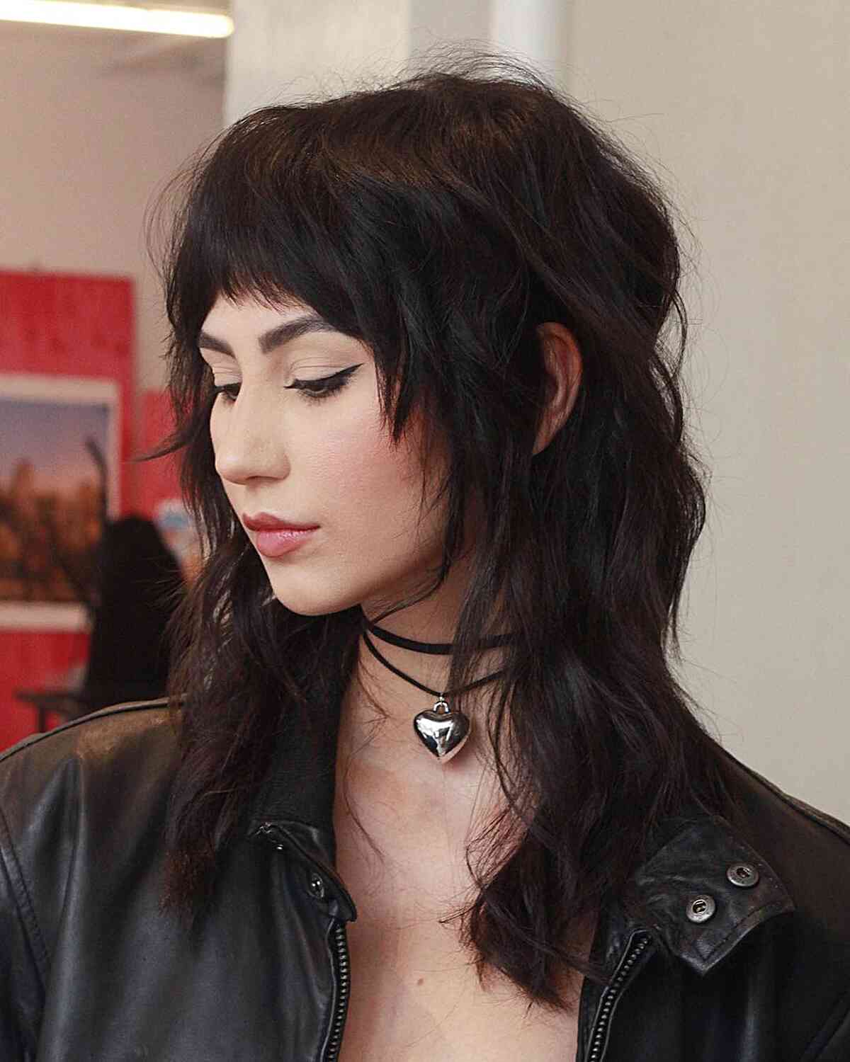 The Ultimate Mid-Length Shag Cut with Bangs for edgy women