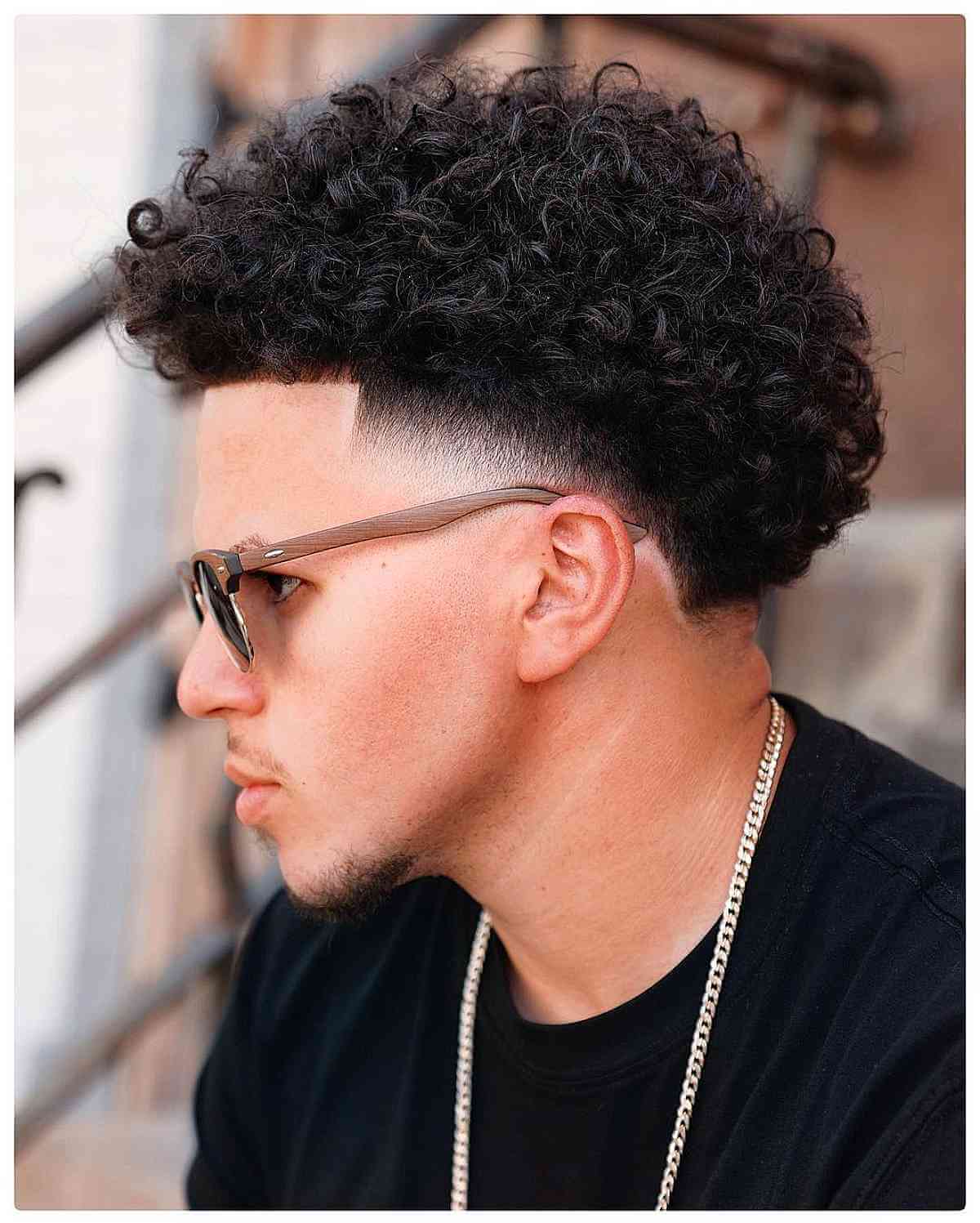 Thick Curls and Low Fade for Men