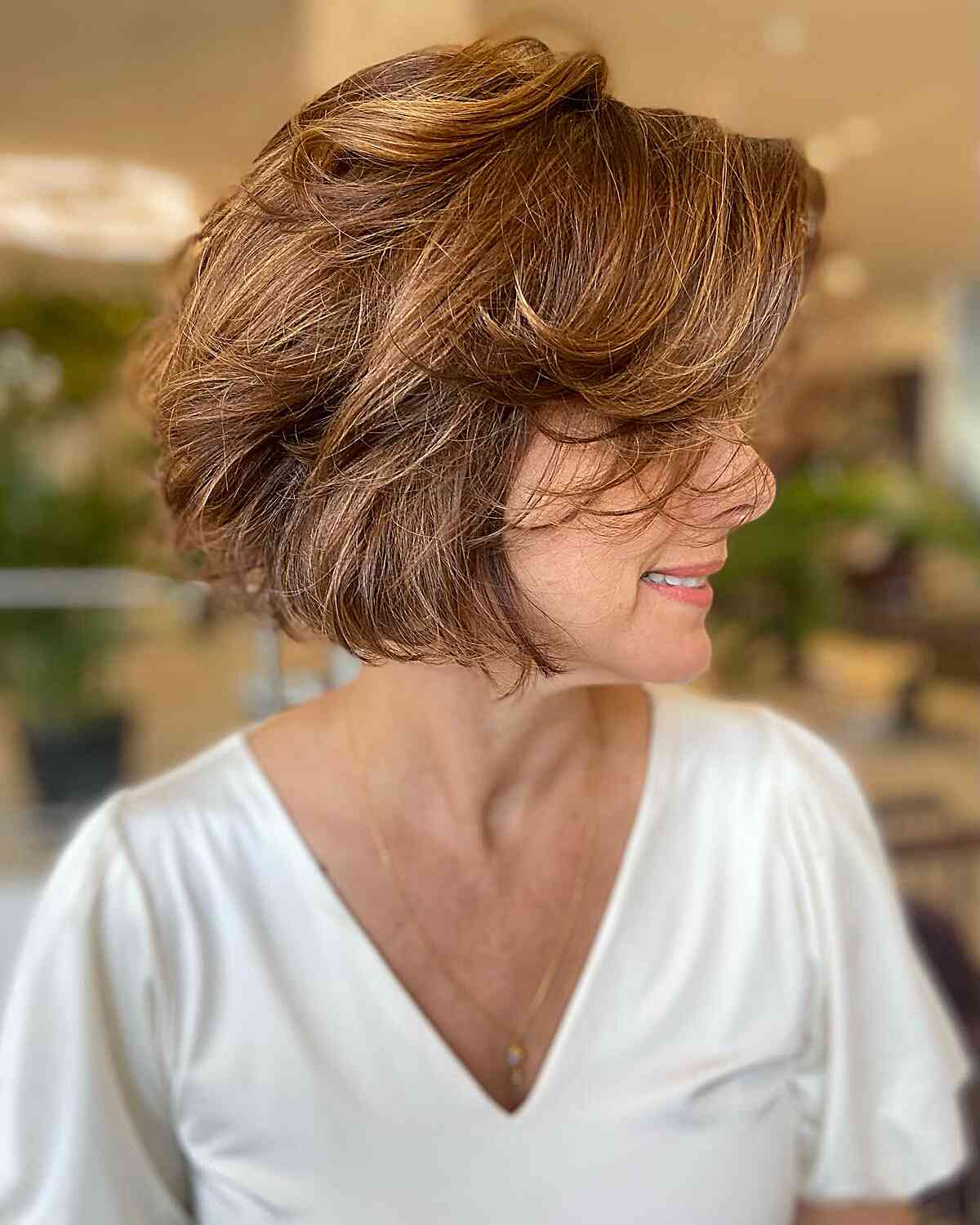 Thick Feathered Bob Style for Ladies Aged 50