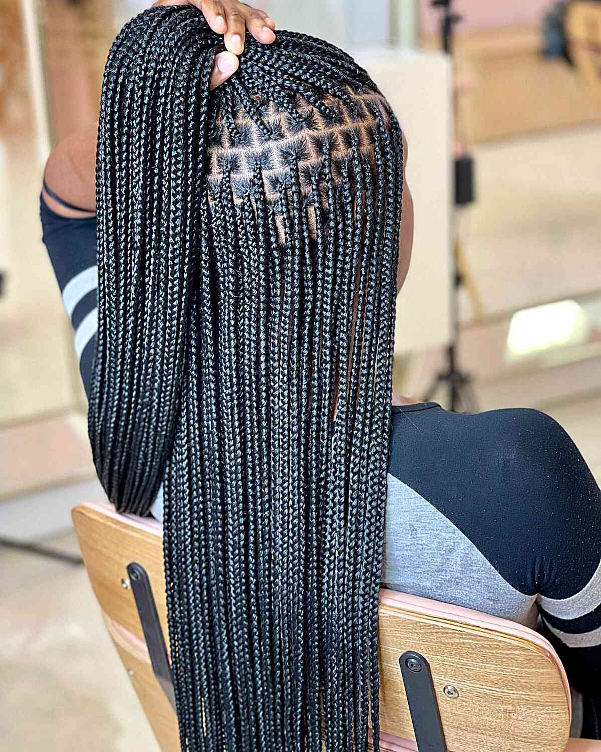 Thick Hair with Super Long Small Knotless Braids
