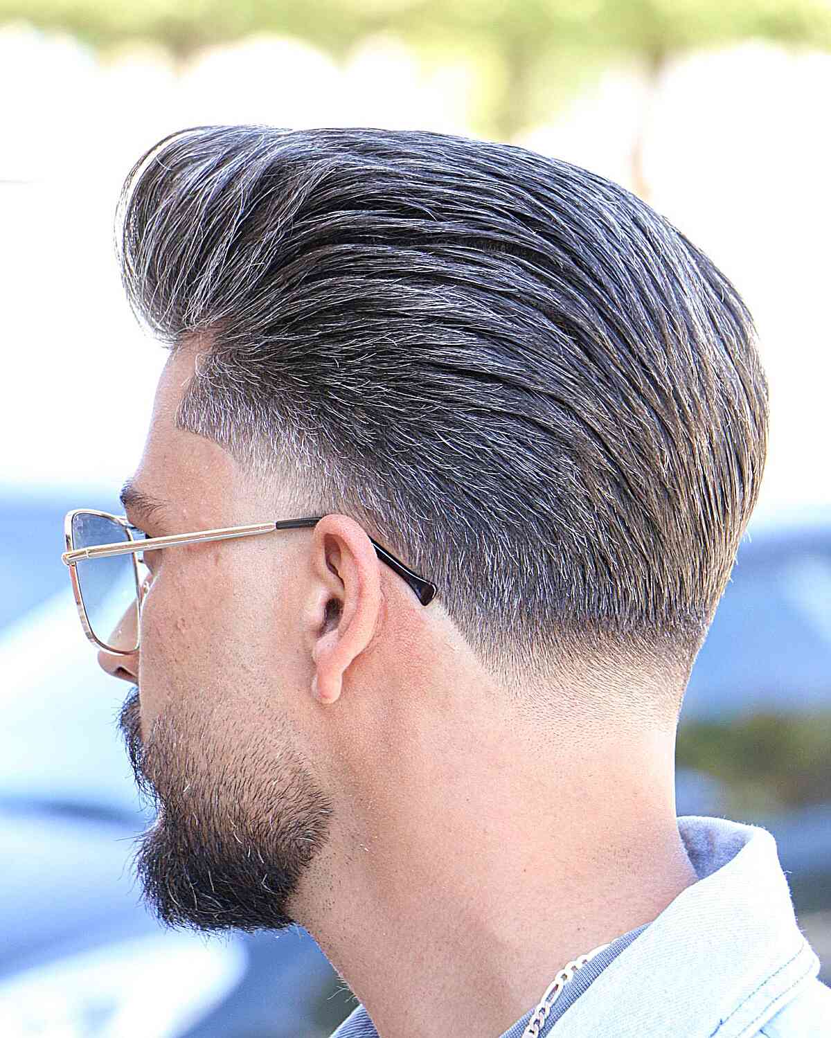 Thick Layered Haircut Combover for Older Men