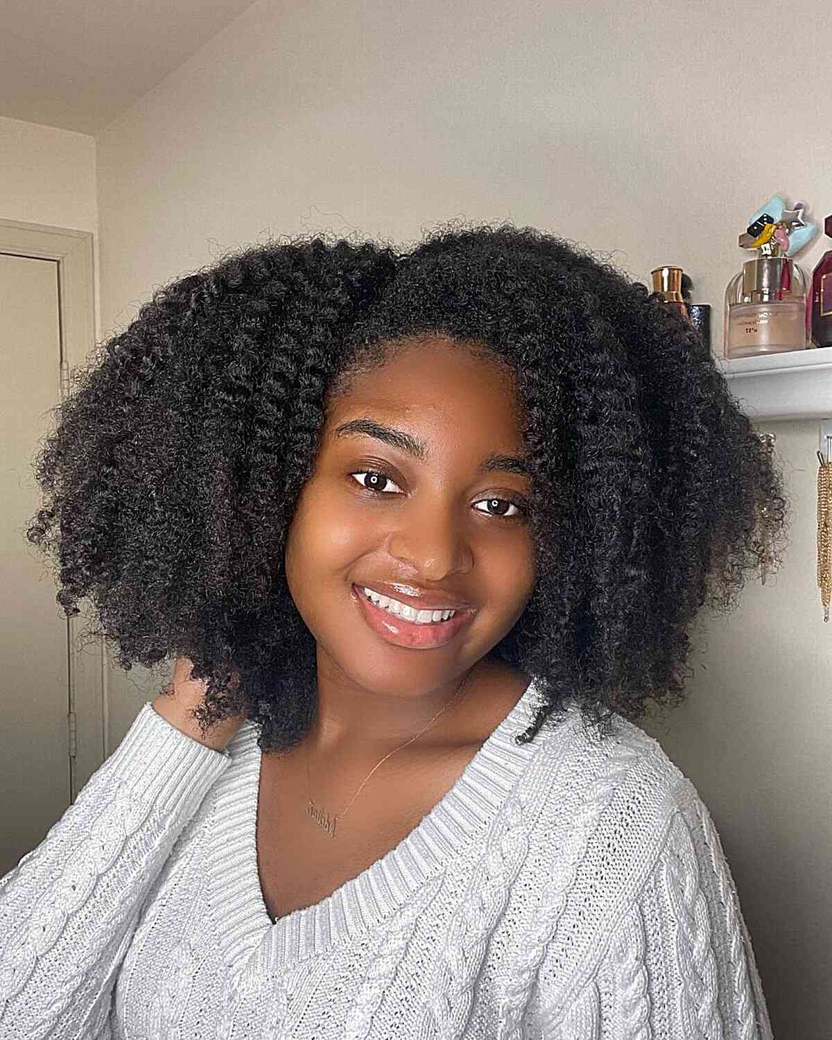Thick Medium Bob with Twist Out Curls and Side Part for Black Women