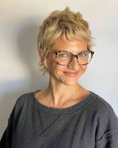 A Thick Pixie Crop Cut with Jagged Layers