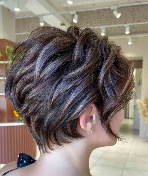 A Thick Pixie with Chunky Highlights