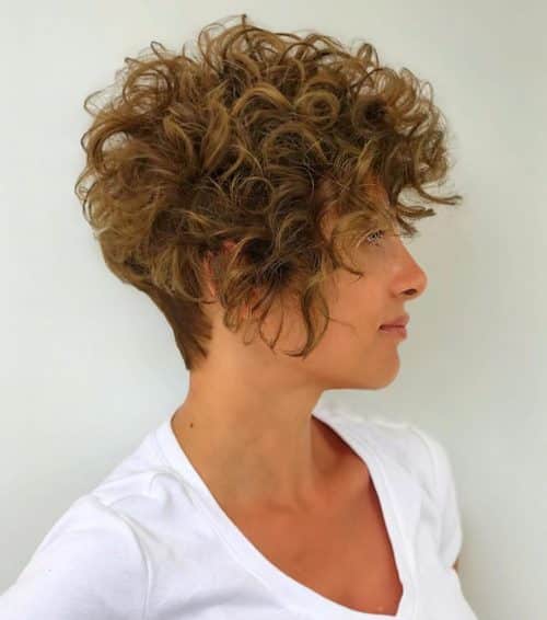Curly pixie cut with bangs for thick curly hair