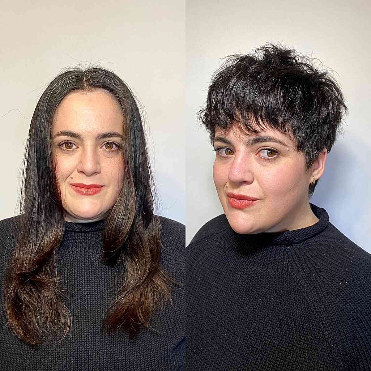 Thick Textured Pixie with Crown Layers and Bangs