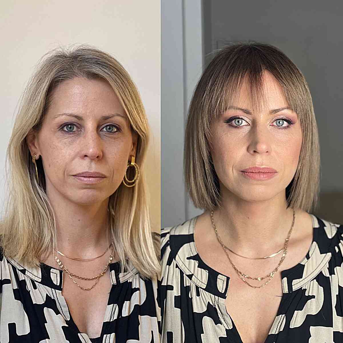 Thin Bob Cut for 40-year-olds with Square Faces