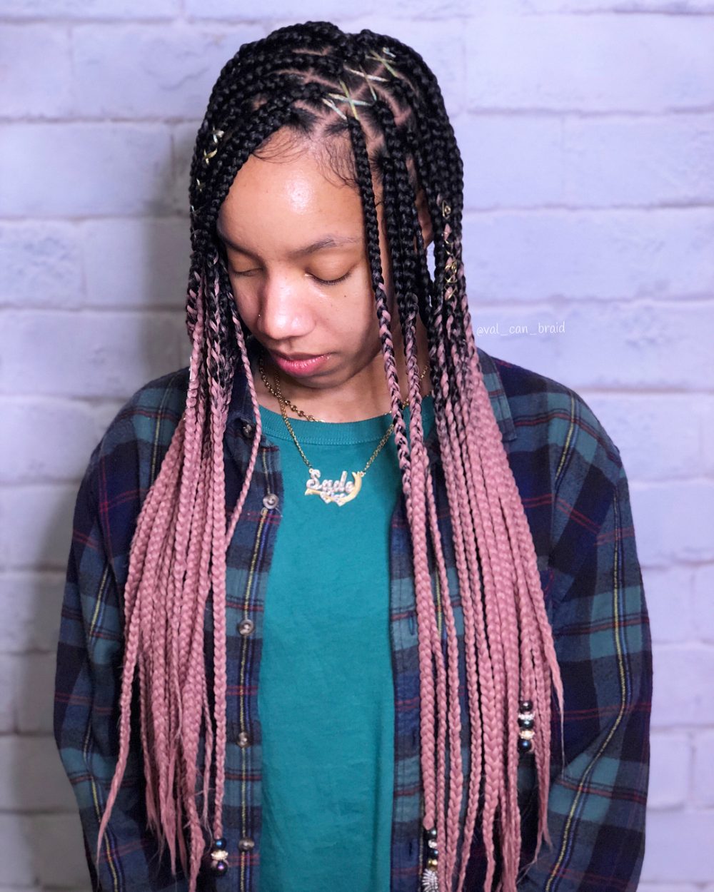 Thin lemonade braids with pink ombre