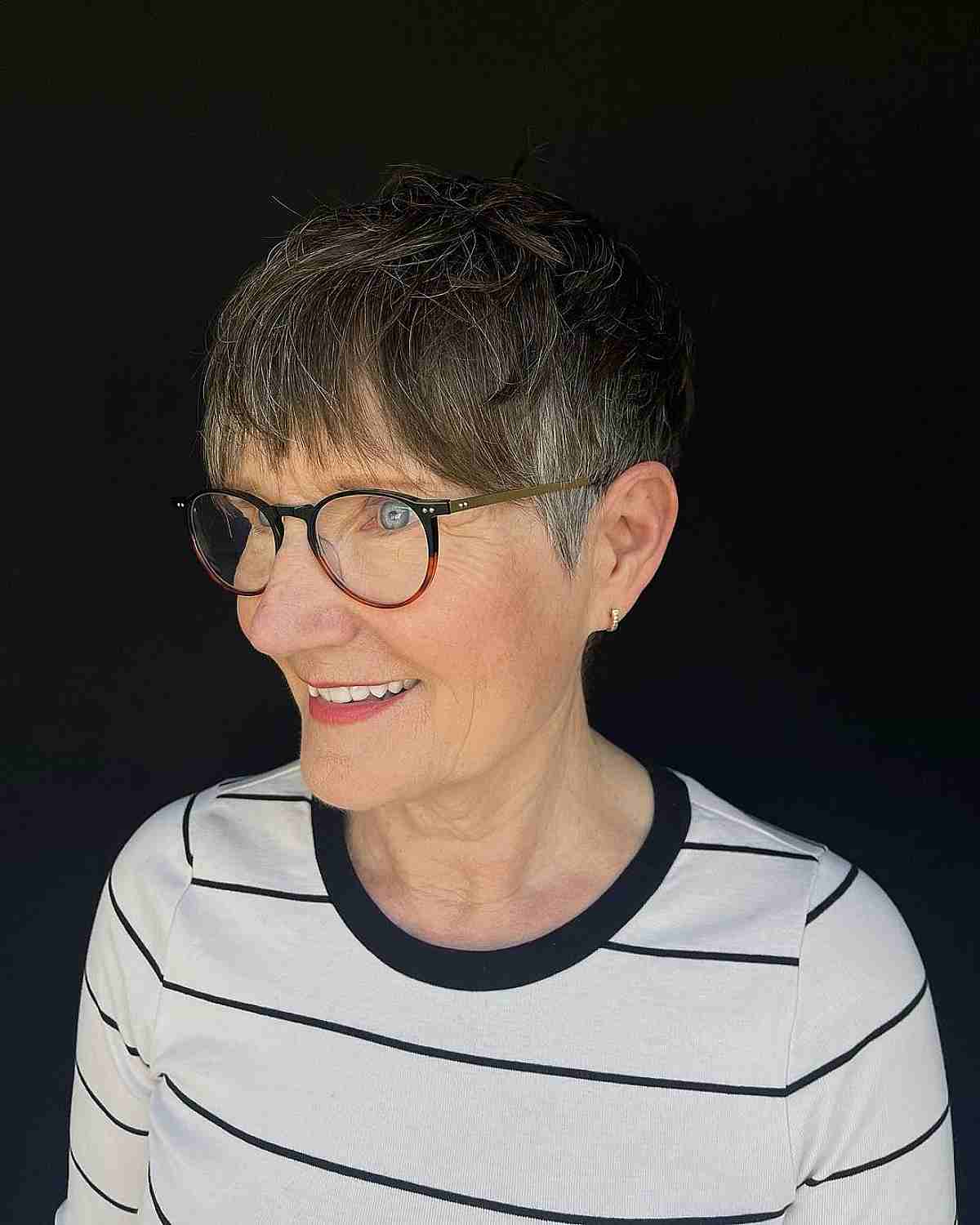 Thin Pixie for Women Over 70 with Glasses