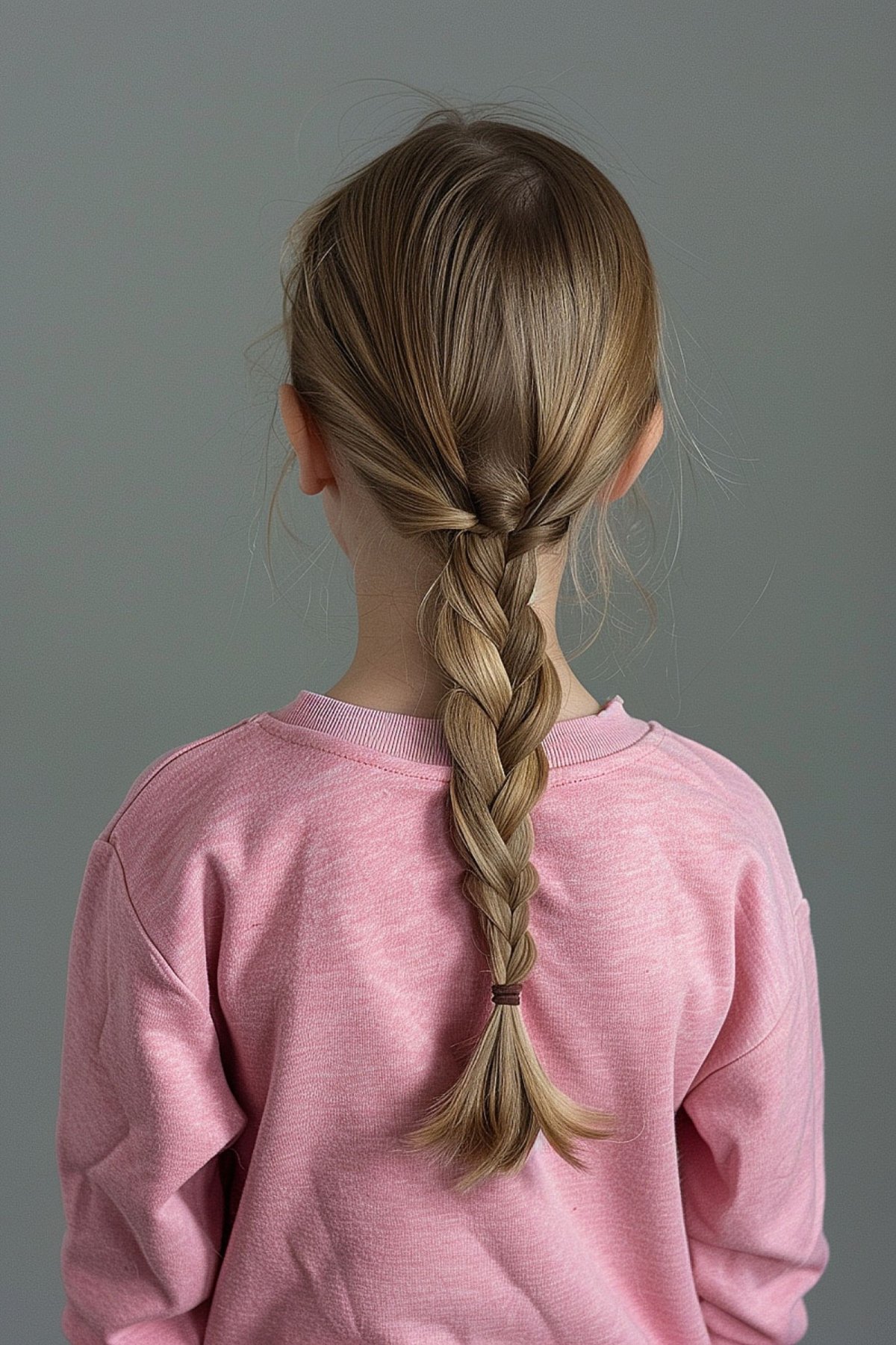 Three-strand braid hairstyle for little girls with medium to long hair