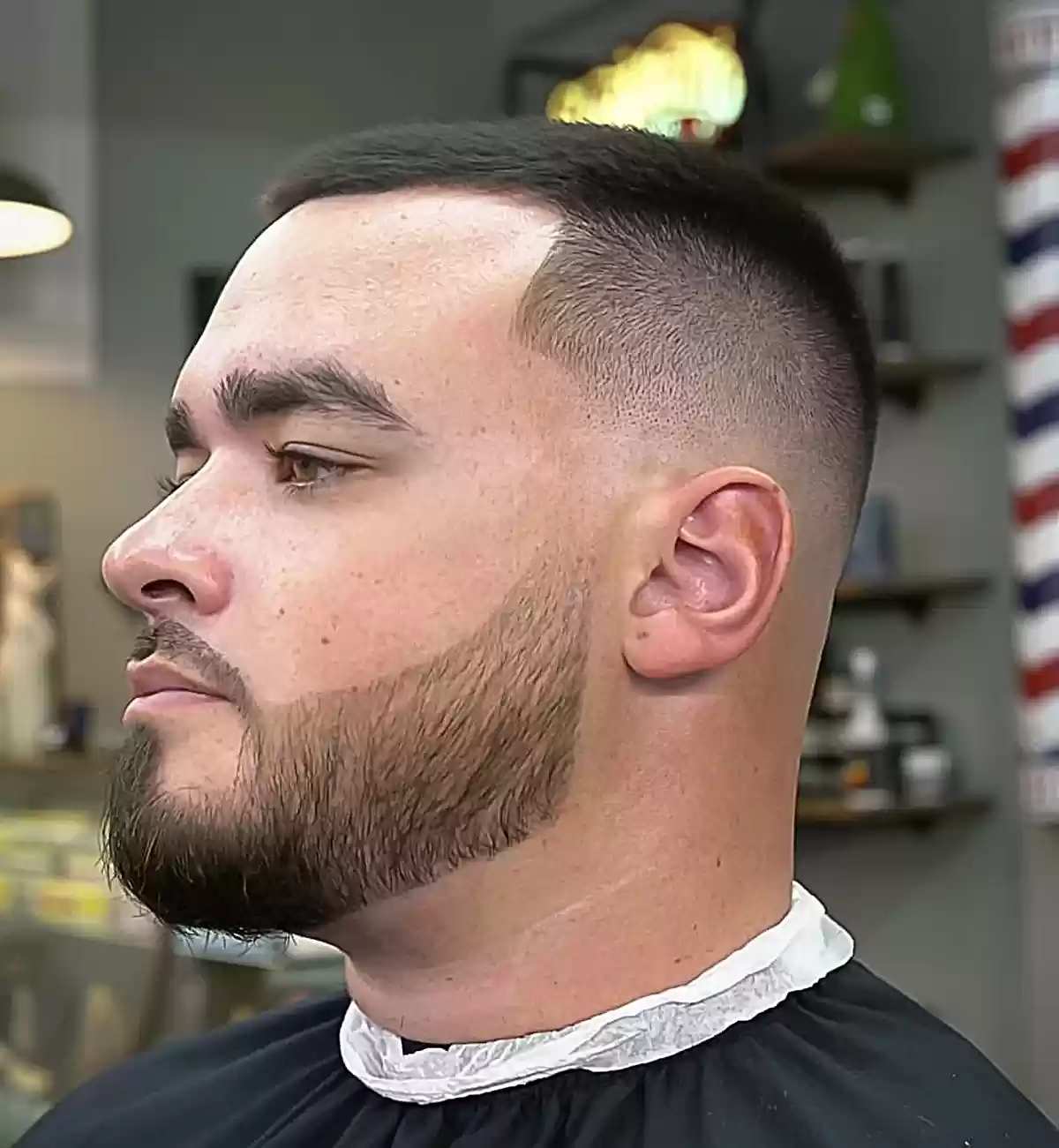 Tight High Skin Fade with Beard Line-Up for Gentlemen with Fine Strands