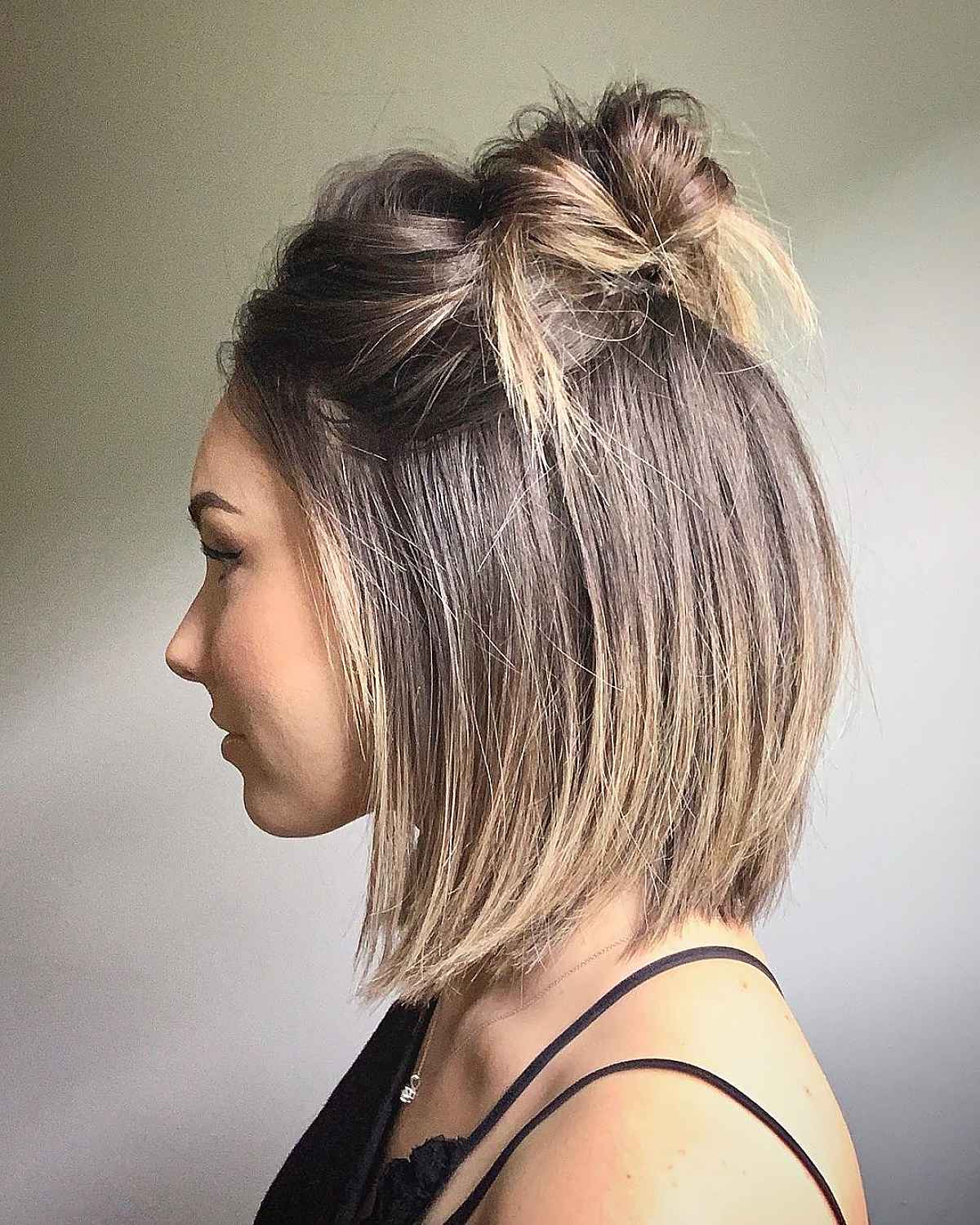 Trendy Top knot for short hair