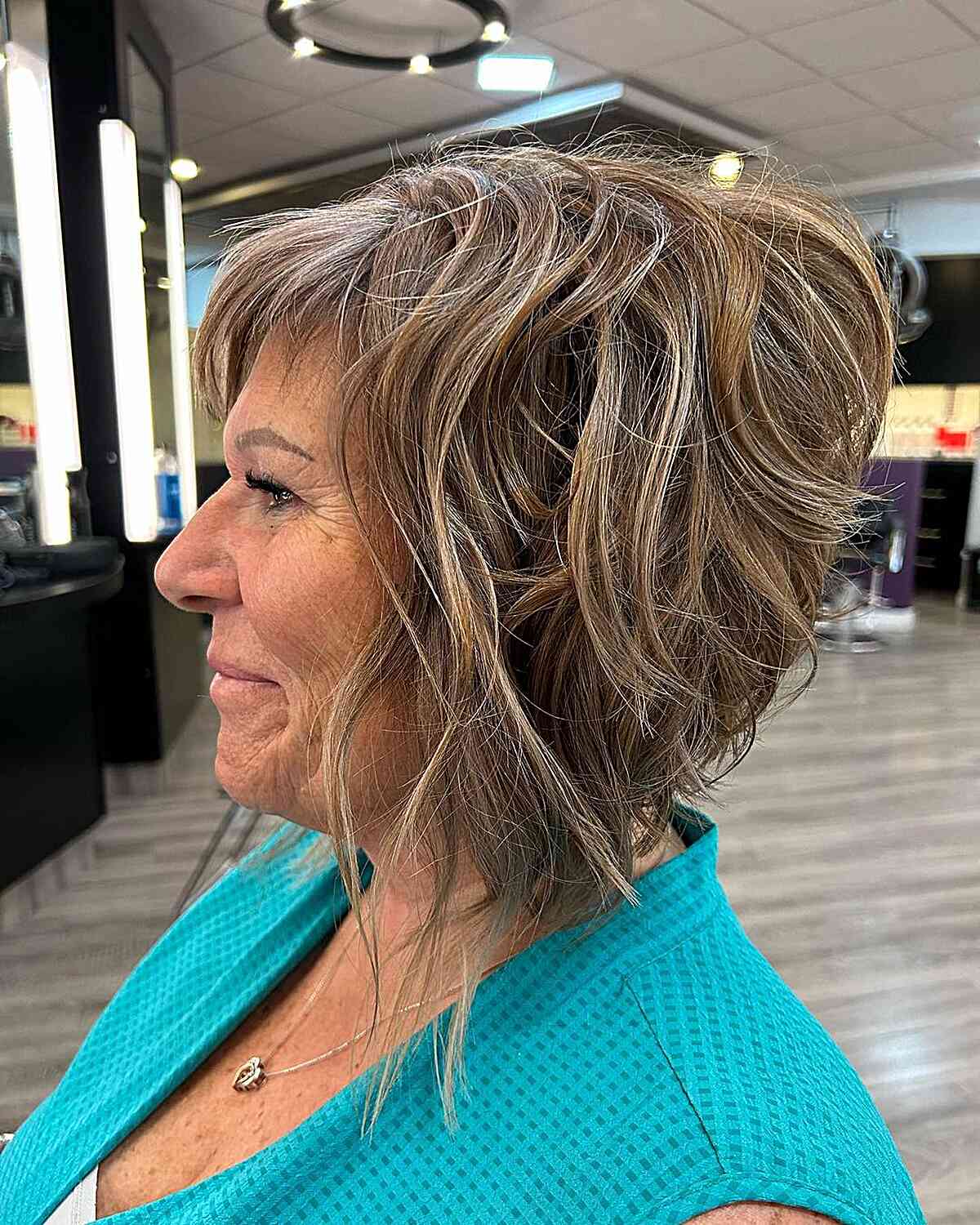 Tousled and Layered Graduated Bob for Old Ladies
