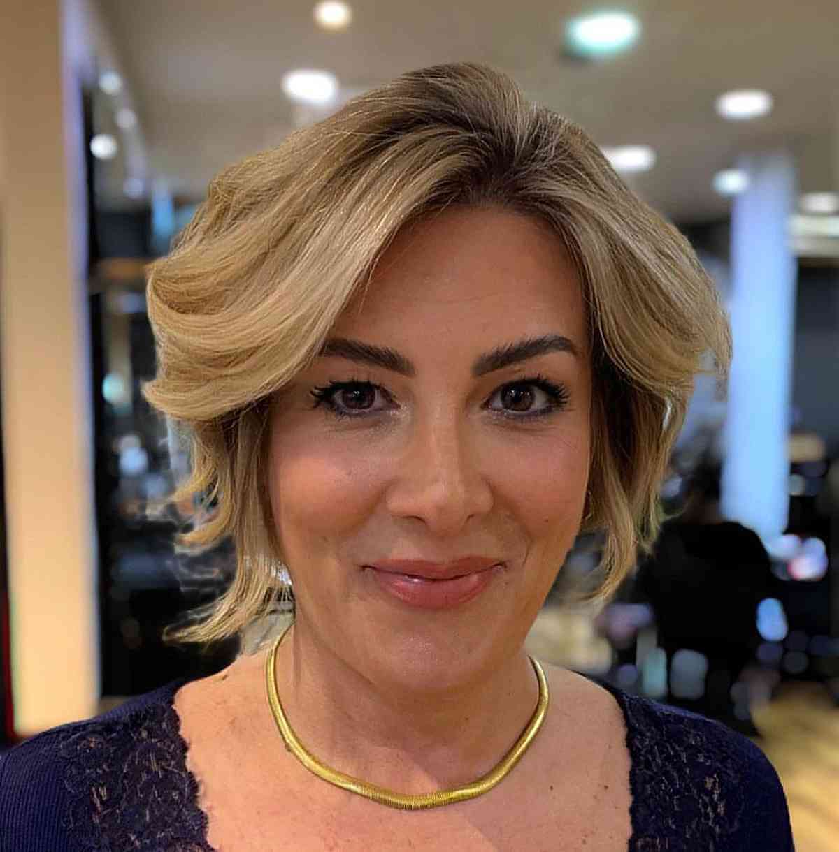 Tousled Blonde Bob Style for a 40-Year-Old Woman