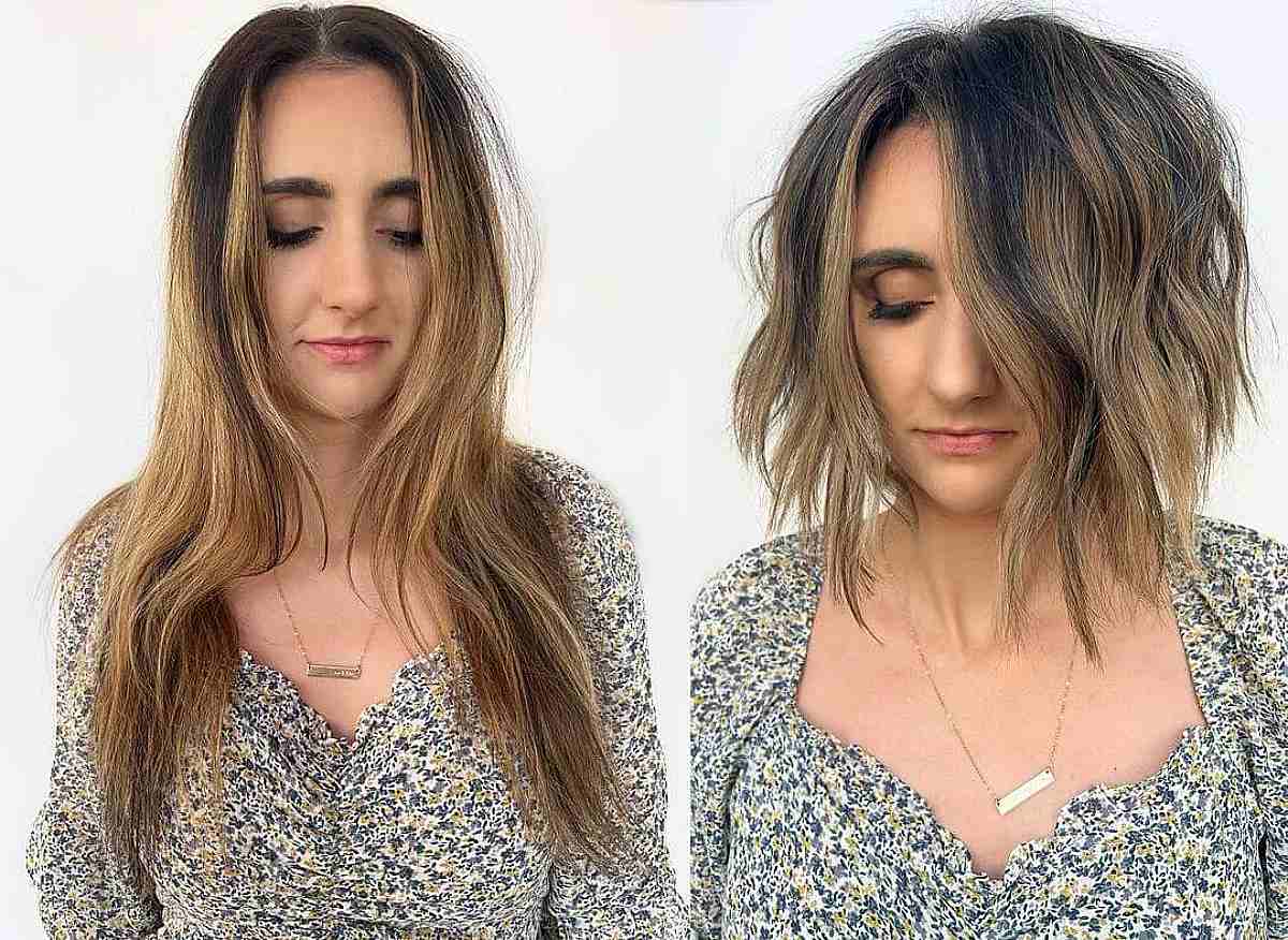 Tousled Bob with Balayage for Fine Hair