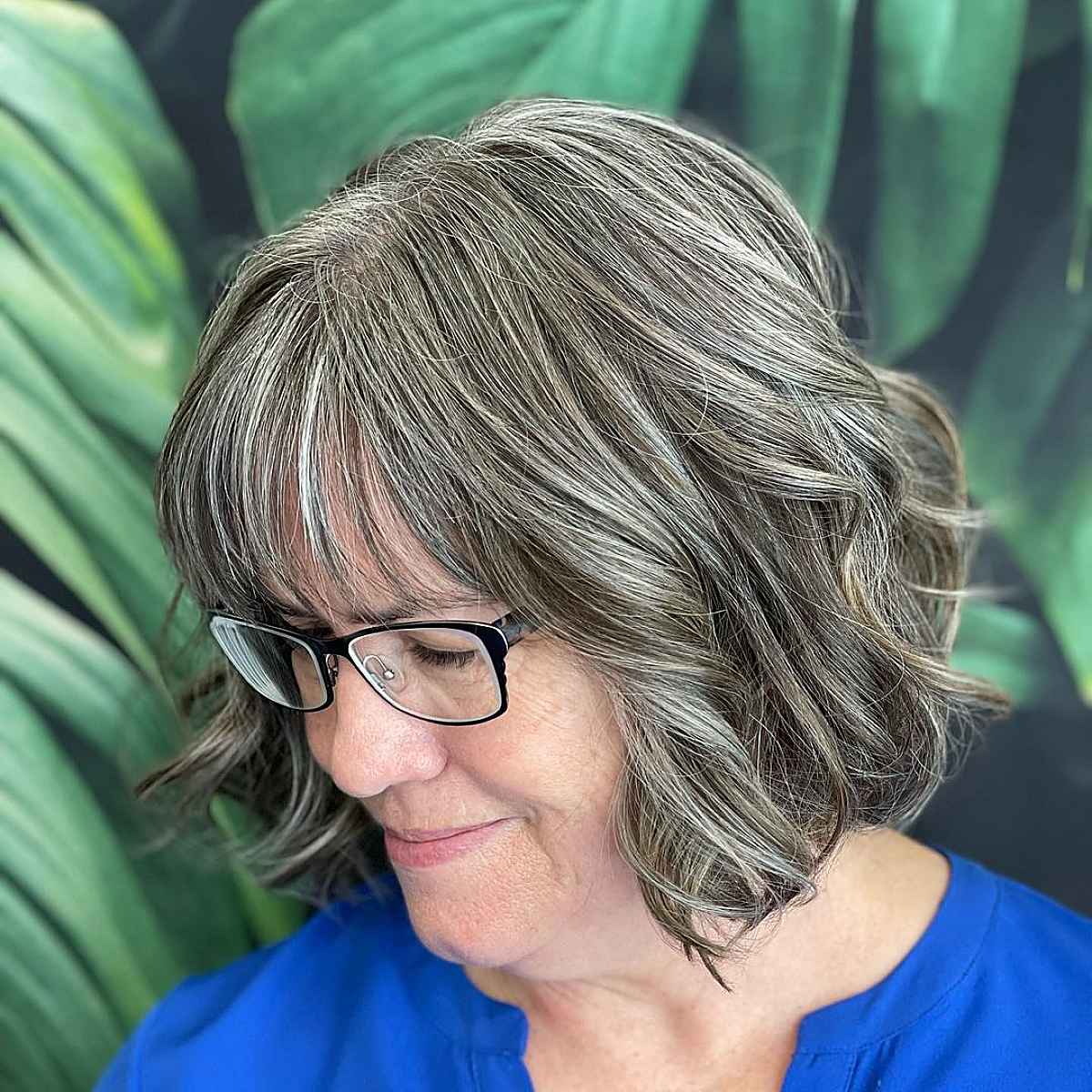 Tousled Bob with Bangs with Glasses