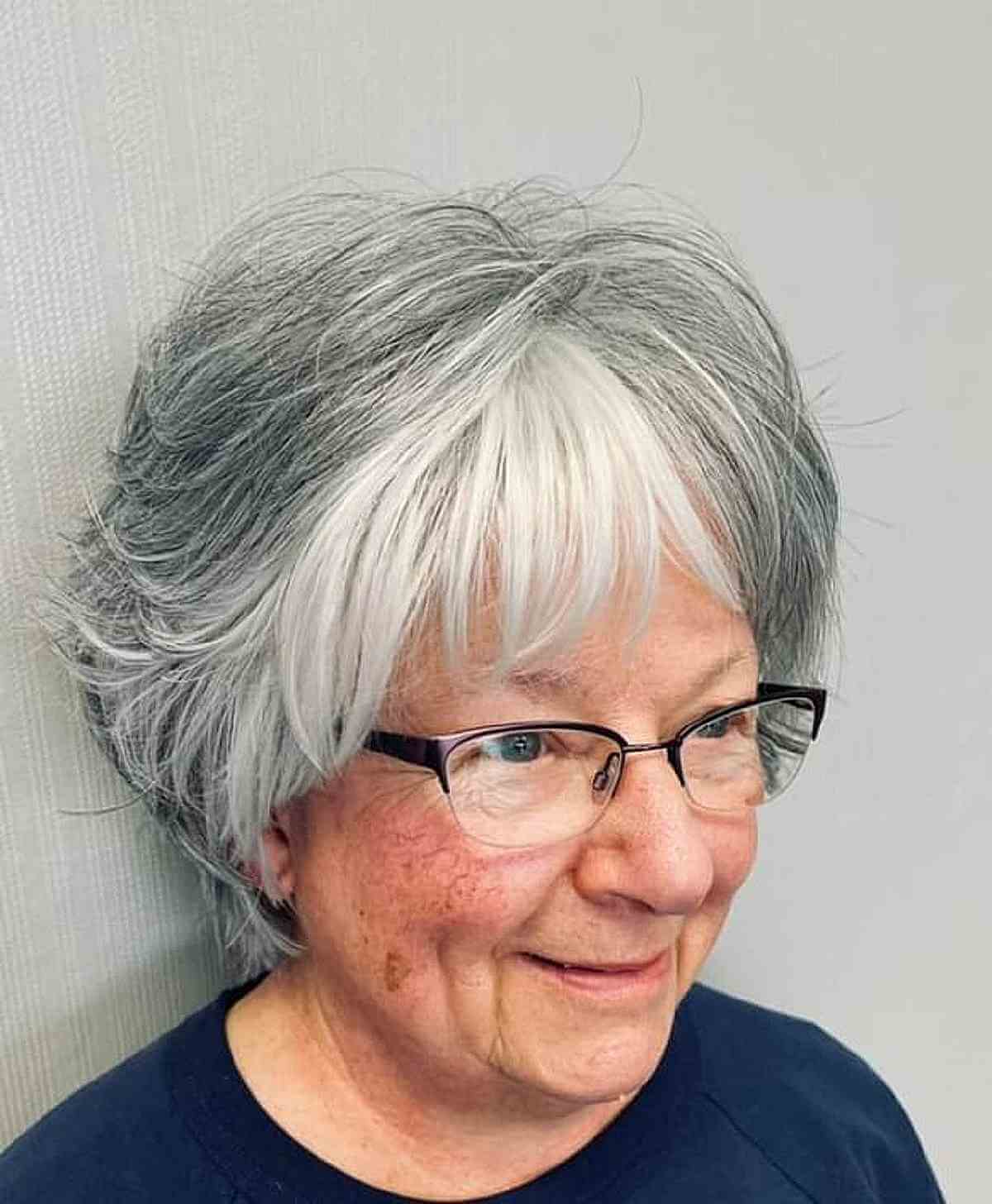 Tousled Bob with Bangs for Grey Hair