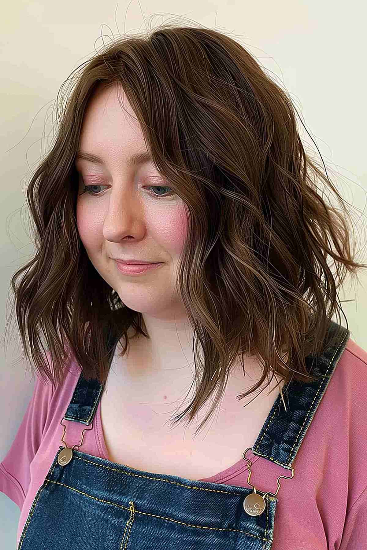 Tousled Chop for a Round Chubby Face with Thin Hair