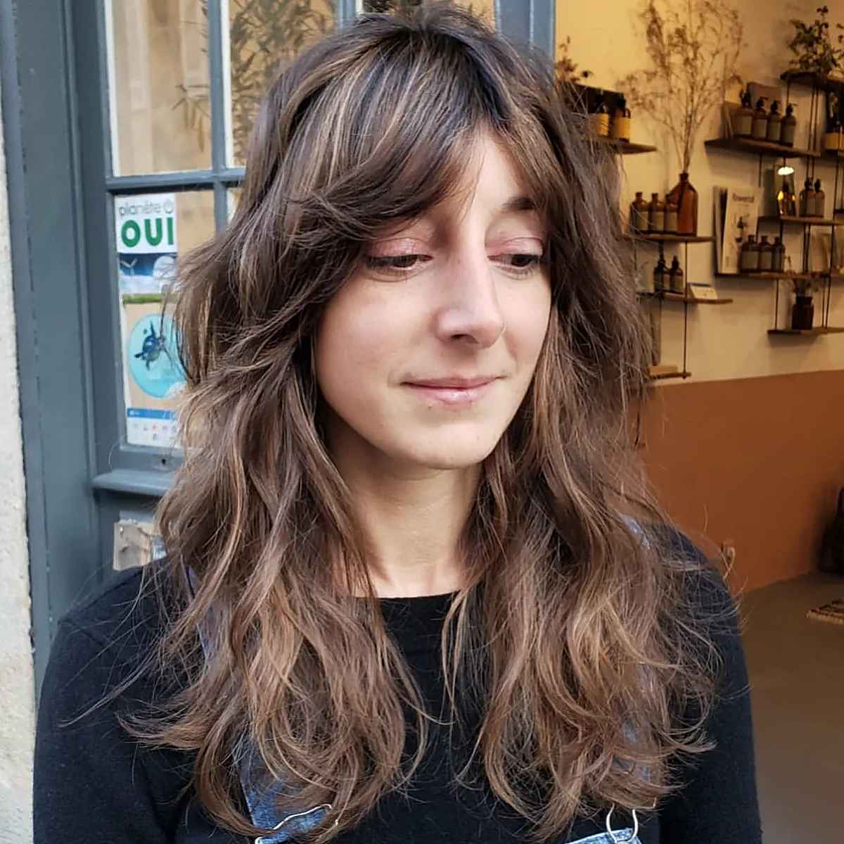 Tousled Layers on Wavy Wolf Hair