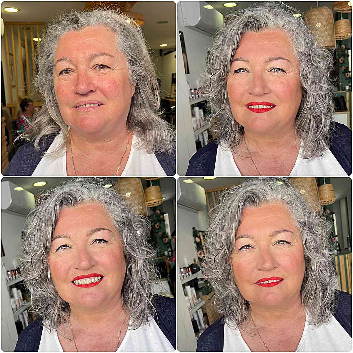 Tousled Shoulder-Length Cut with Soft Waves for Women Aged 50 with Round Faces